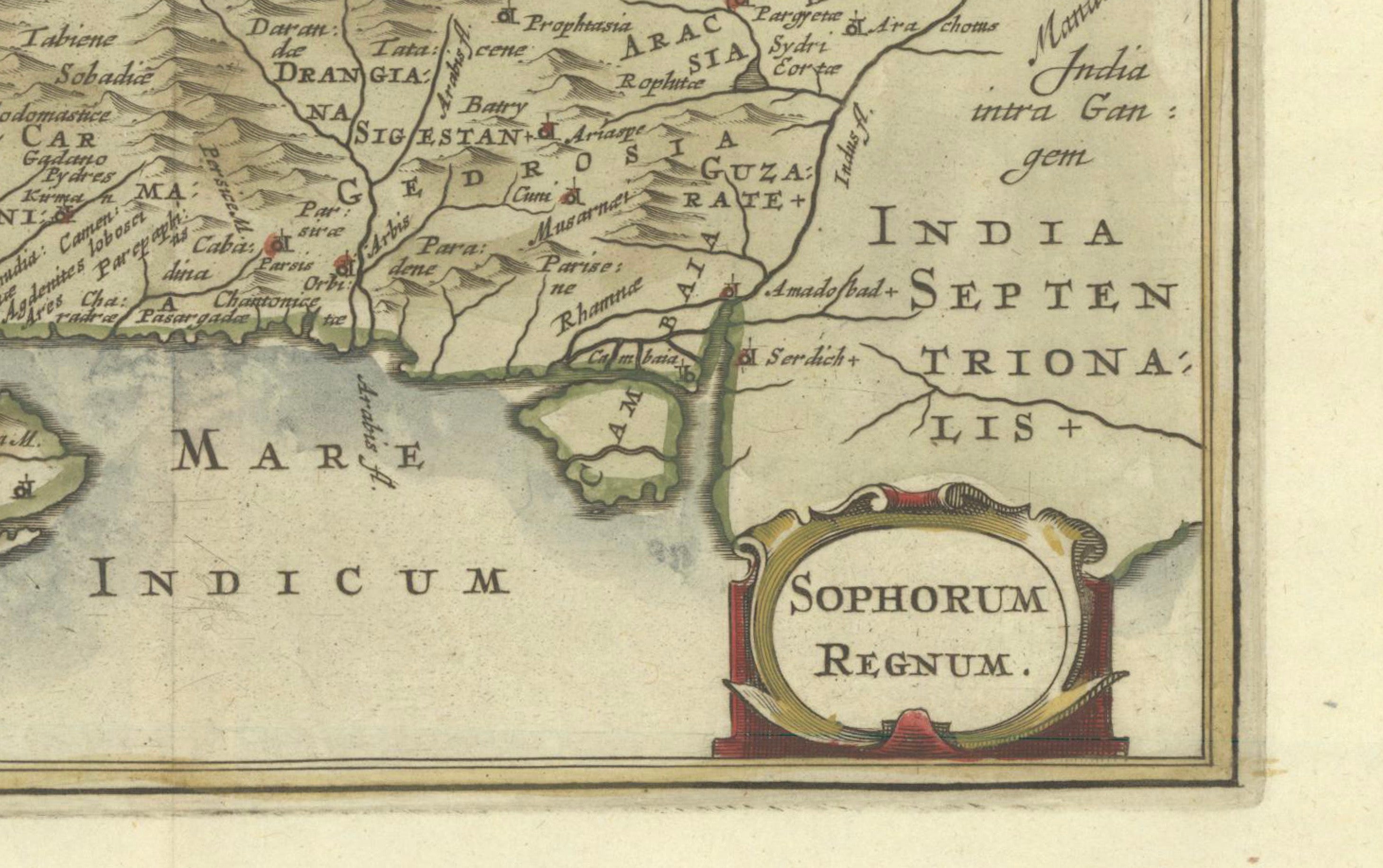 Antique Map of Persia and the Safavid Empire by Cluver and Jansson, 1676