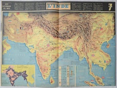 World War II Pictorial Map of India and Southeast Asia by Jacques Mercier, 1942