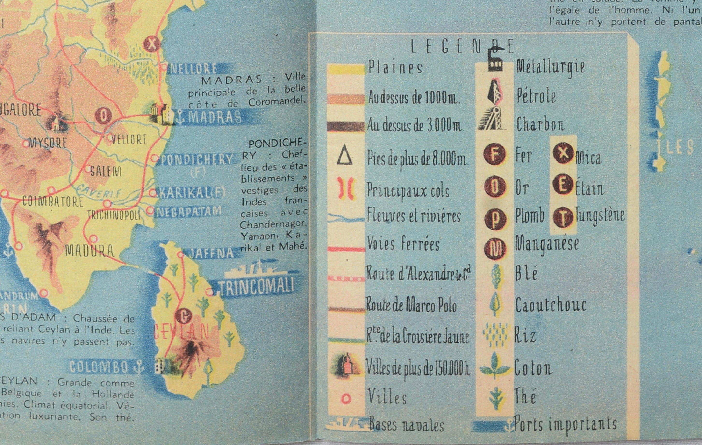 World War II Pictorial Map of India and Southeast Asia by Jacques Mercier, 1942