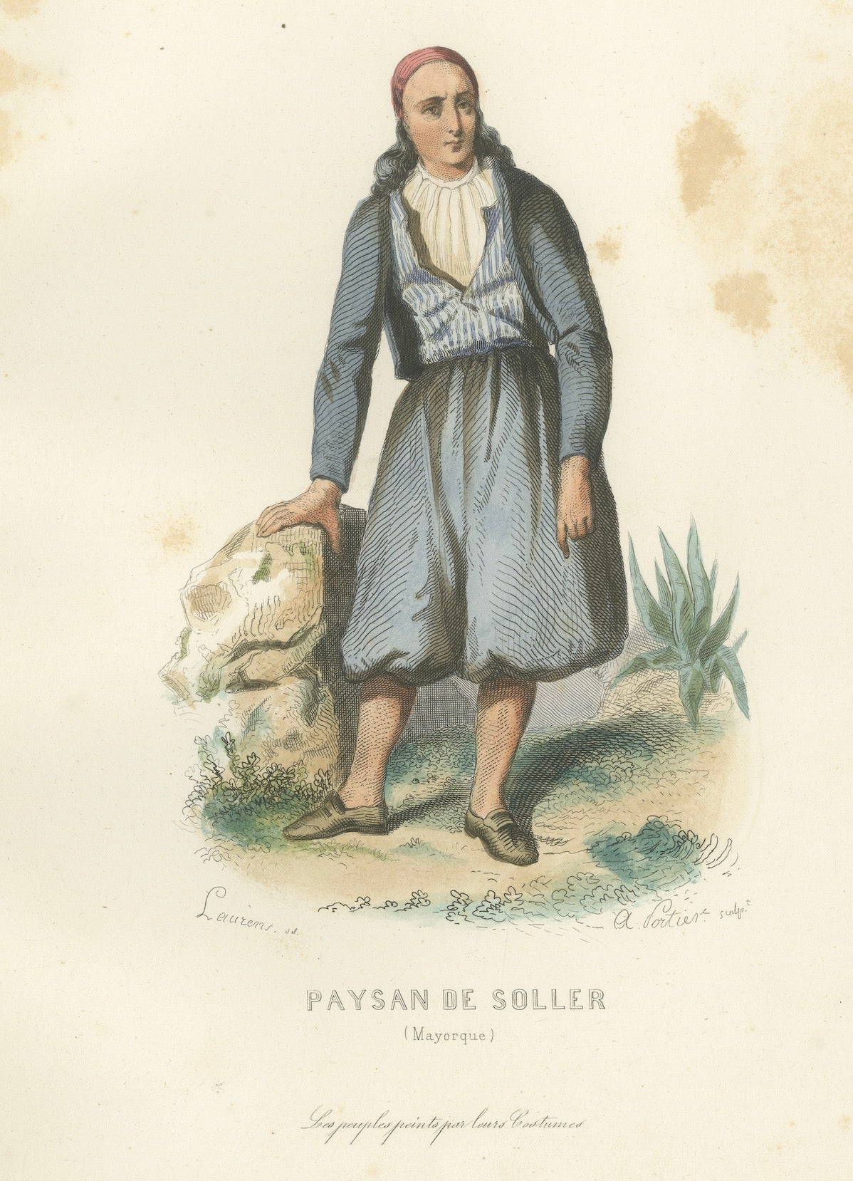 Set of Three Antique Iberian Costume Engravings, Spain & Portugal, circa 1850