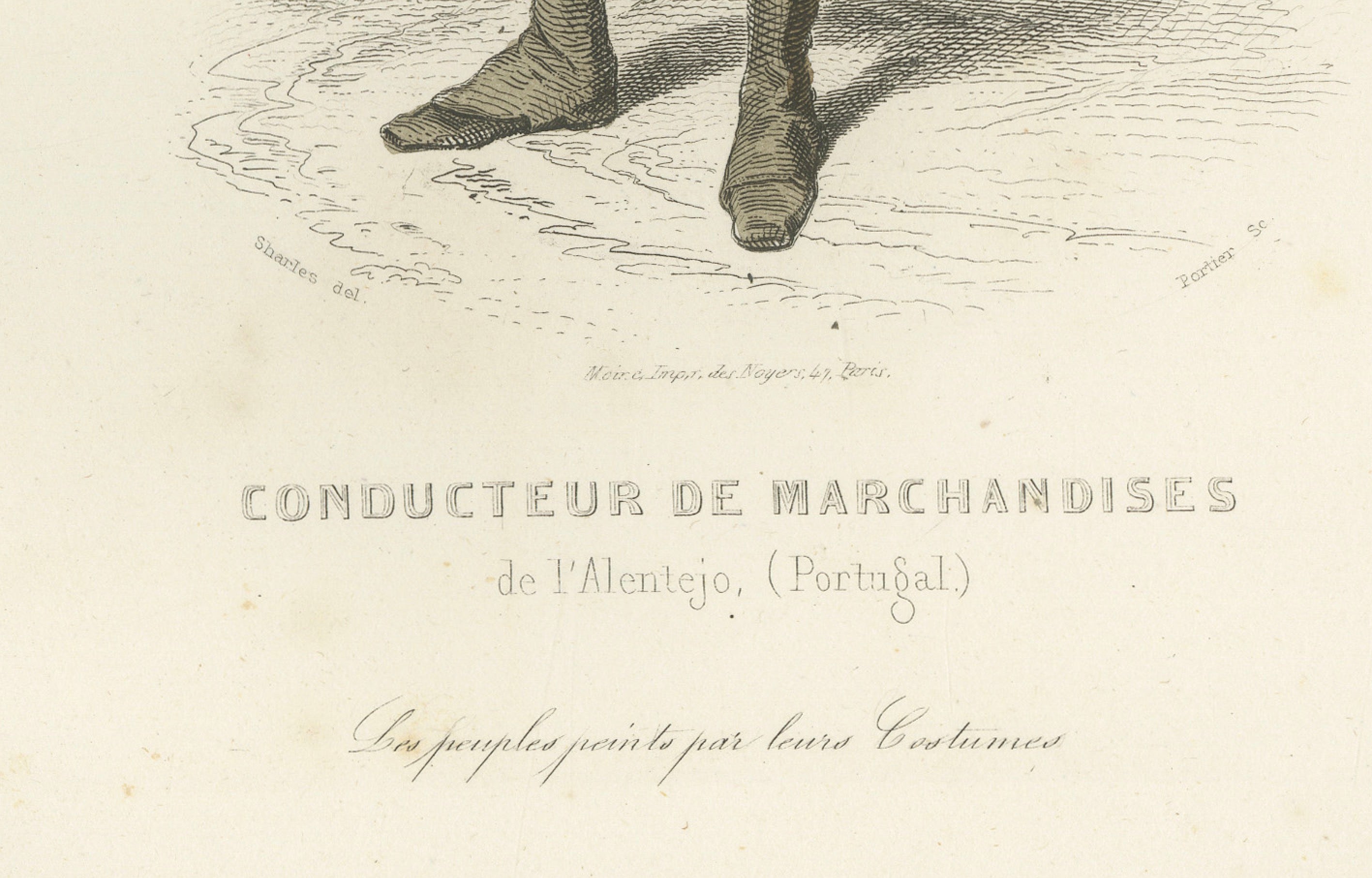 Set of Three Antique Iberian Costume Engravings, Spain & Portugal, circa 1850