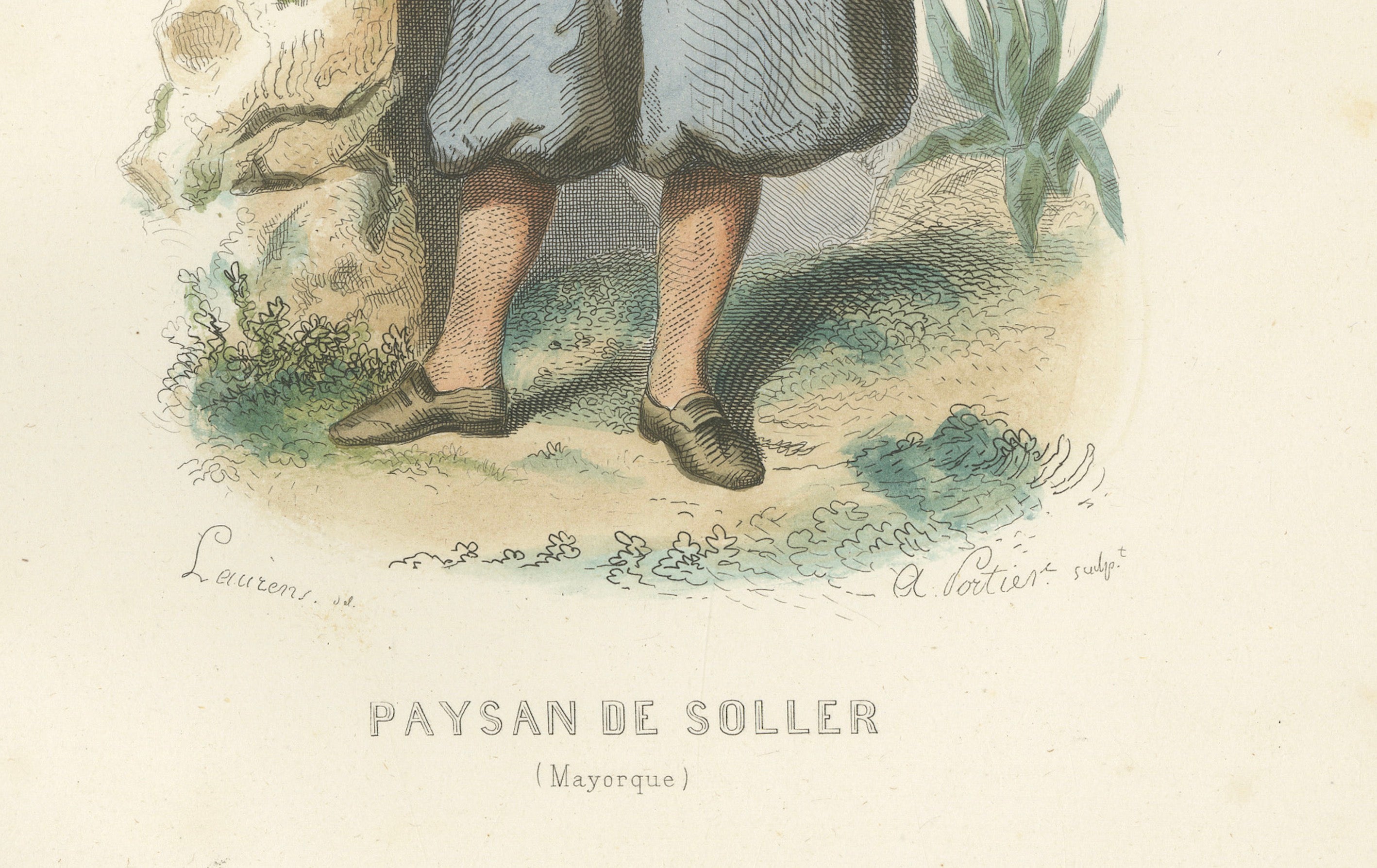 Set of Three Antique Iberian Costume Engravings, Spain & Portugal, circa 1850