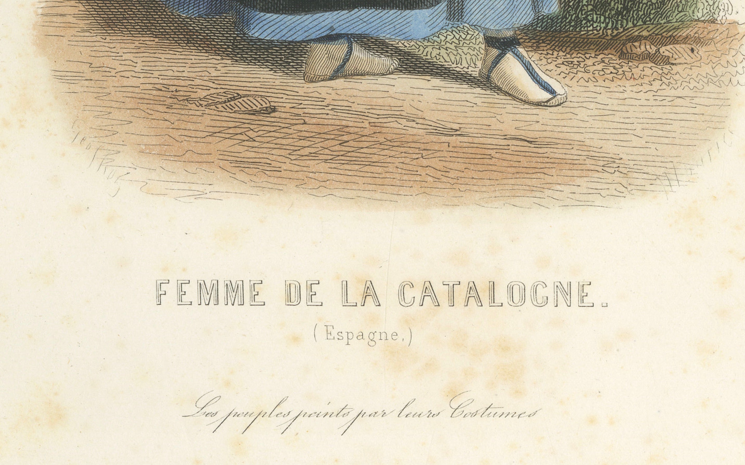 Set of Four Antique Portuguese & Madeira Folk Costume Engravings, circa 1850