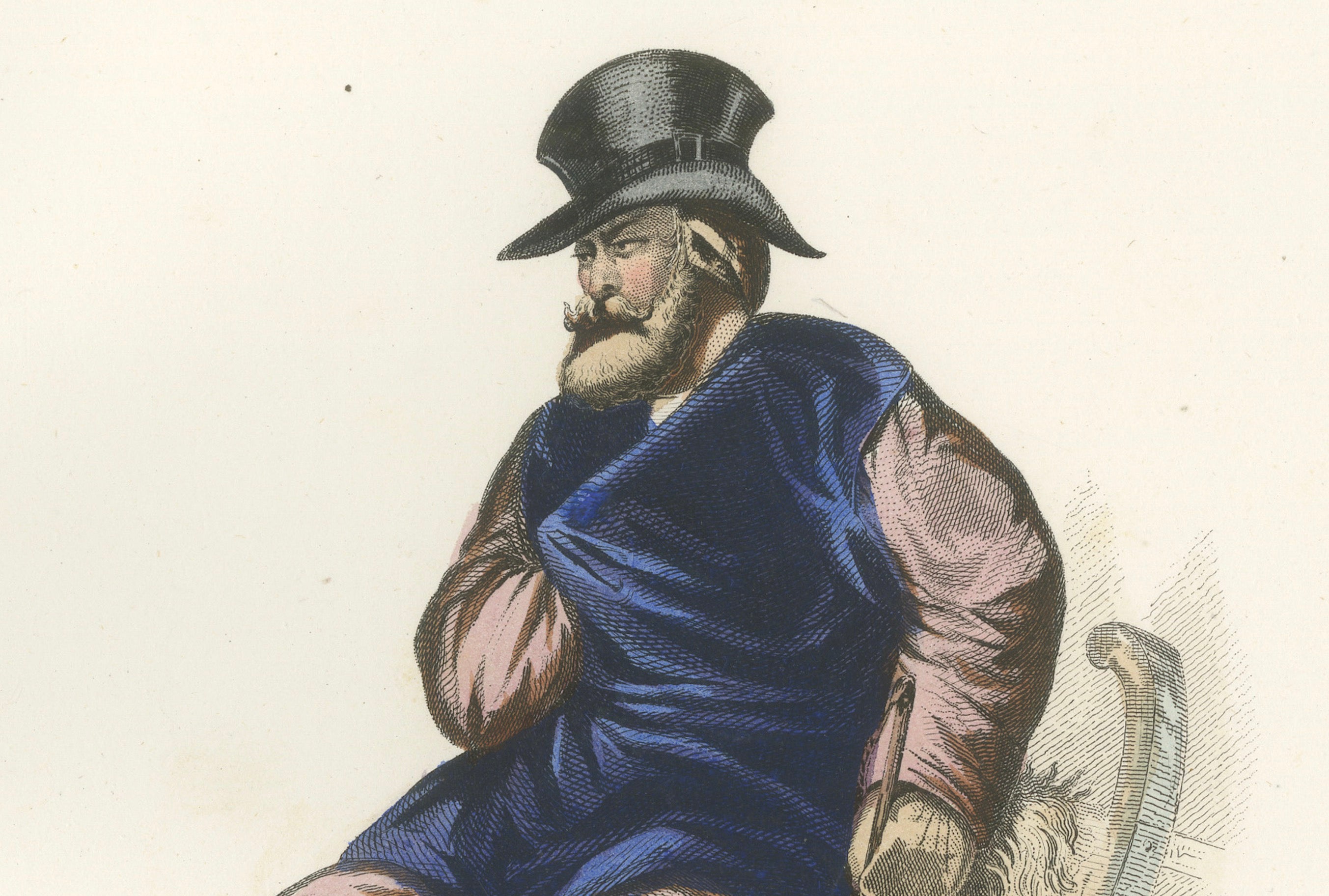 Russian Traditional Costumes and Trades, Set of Four Antique Prints, circa 1850