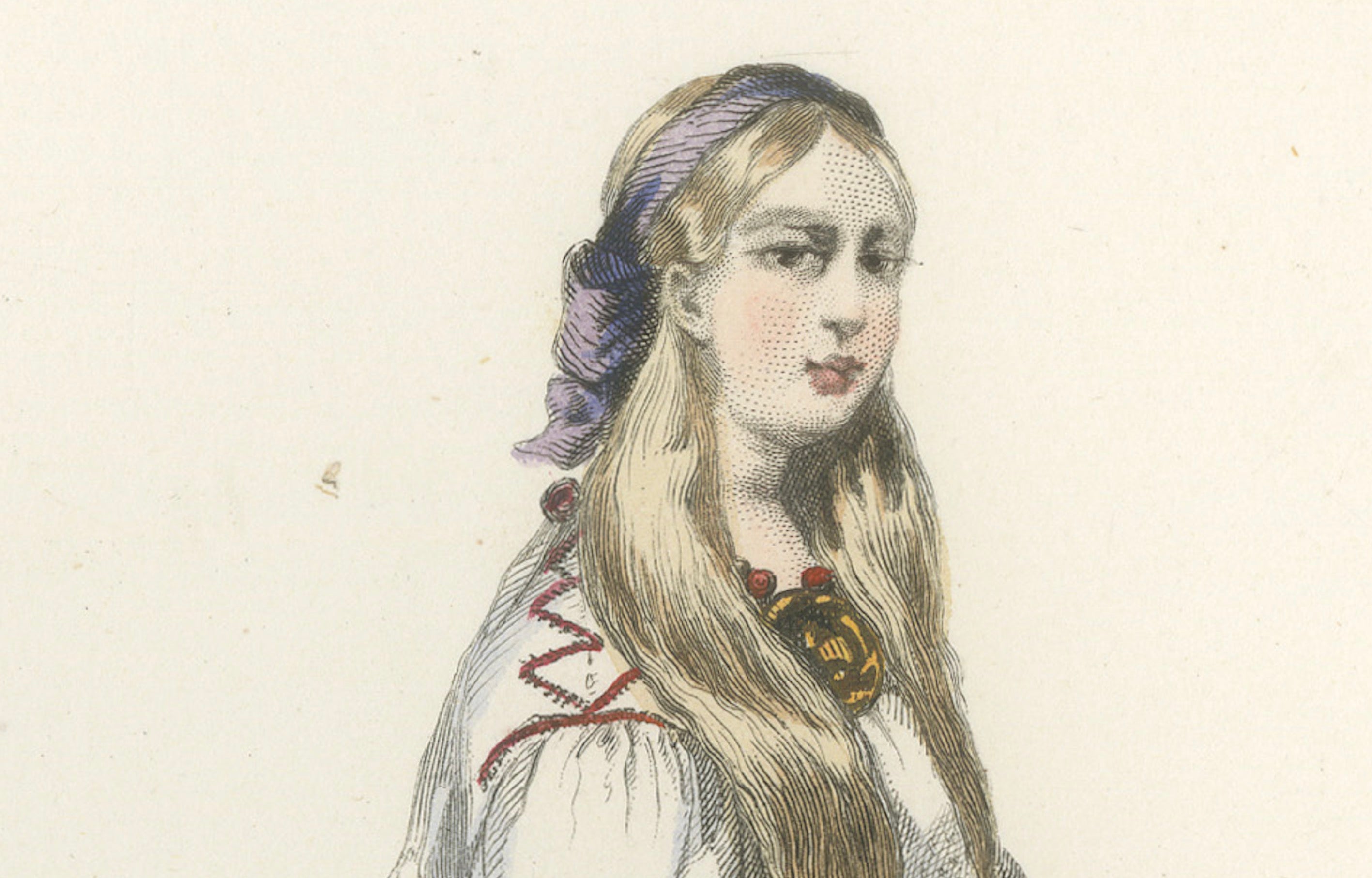 Russian Traditional Costumes and Trades, Set of Four Antique Prints, circa 1850