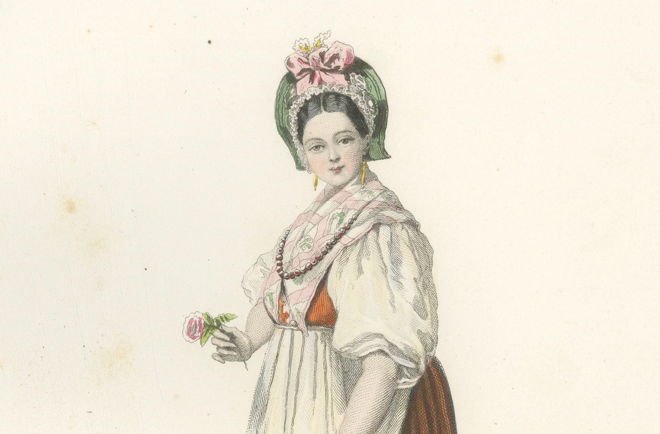 Russian Traditional Costumes and Trades, Set of Four Antique Prints, circa 1850