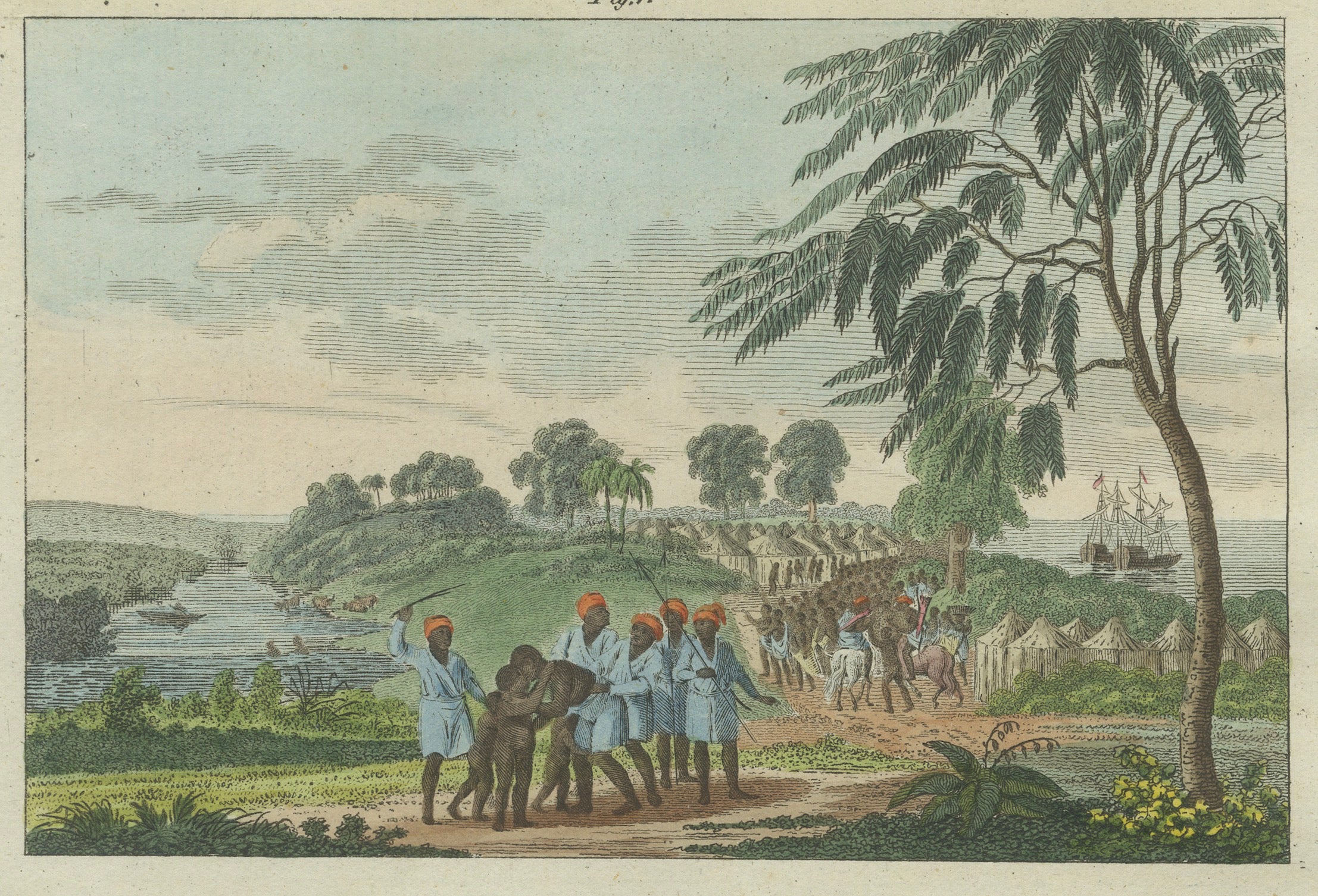 Bertuch African Slave Trade & Slave Ship Engraving, 1805