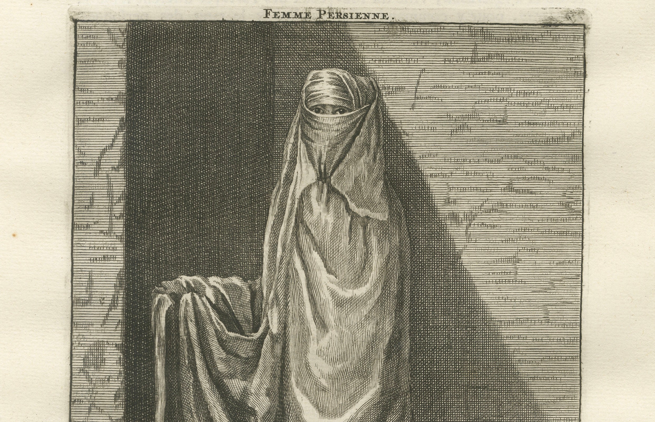 Persian Woman in Veil, Cornelis de Bruyn Travel Engraving, 1704
