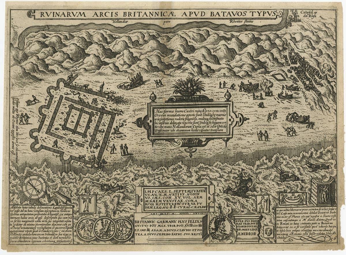 Antique Print of the Ruins of the Roman Fortress Brittenburg, The Netherlands