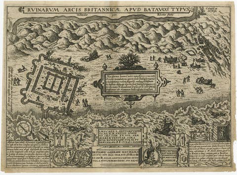 Antique Print of the Ruins of the Roman Fortress Brittenburg, The Netherlands