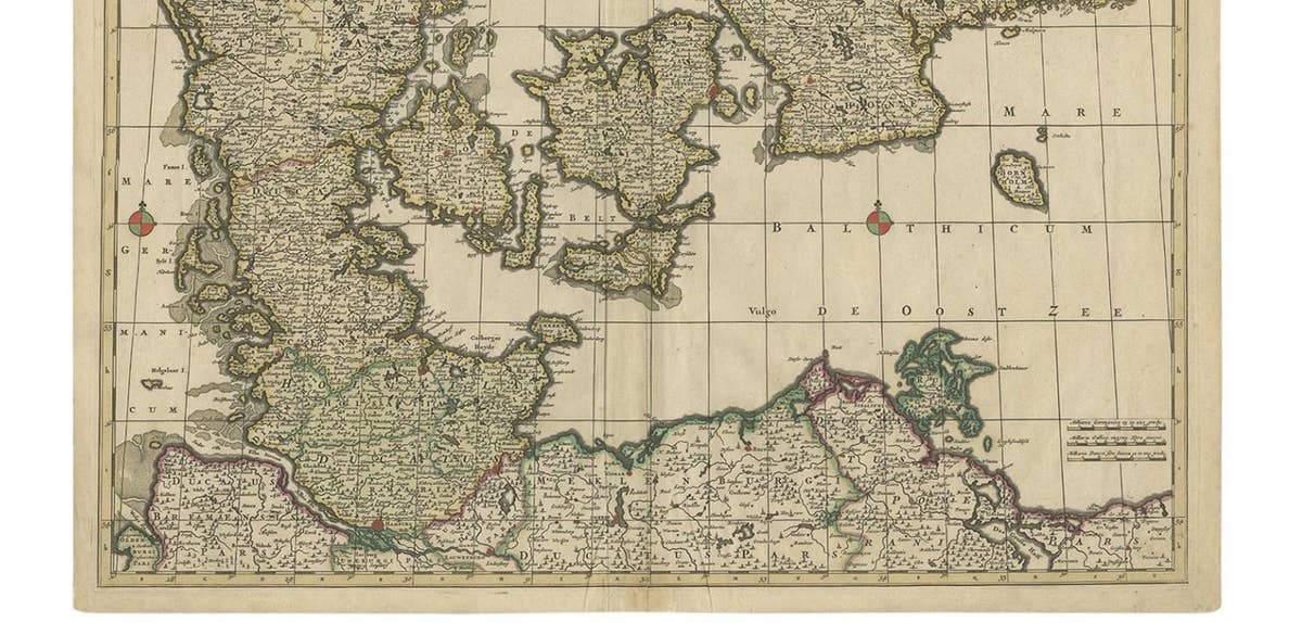 Antique Map of Denmark by F. de Wit, 1680