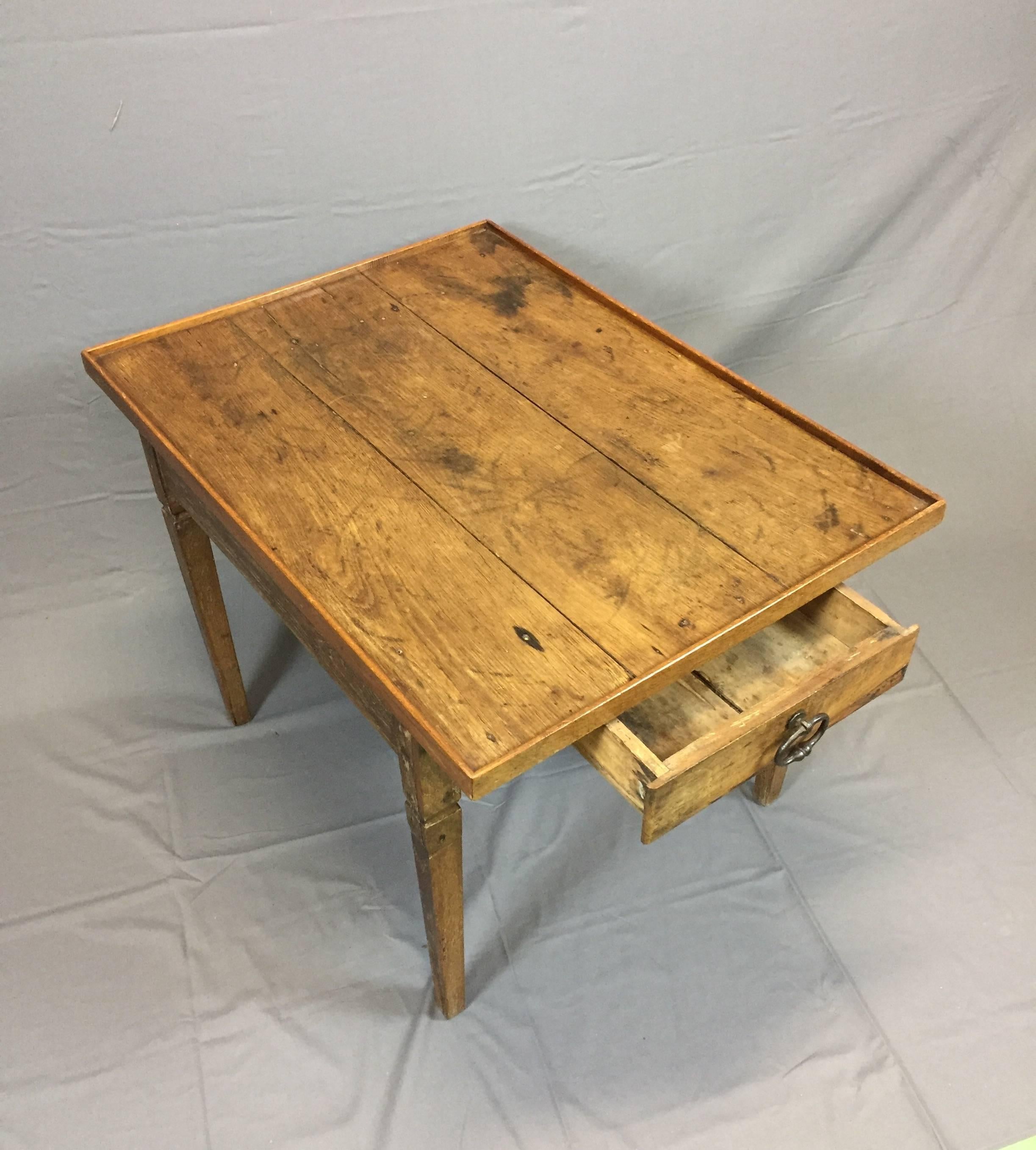 French 18th Century Rustic Oak Coffee Table For Sale