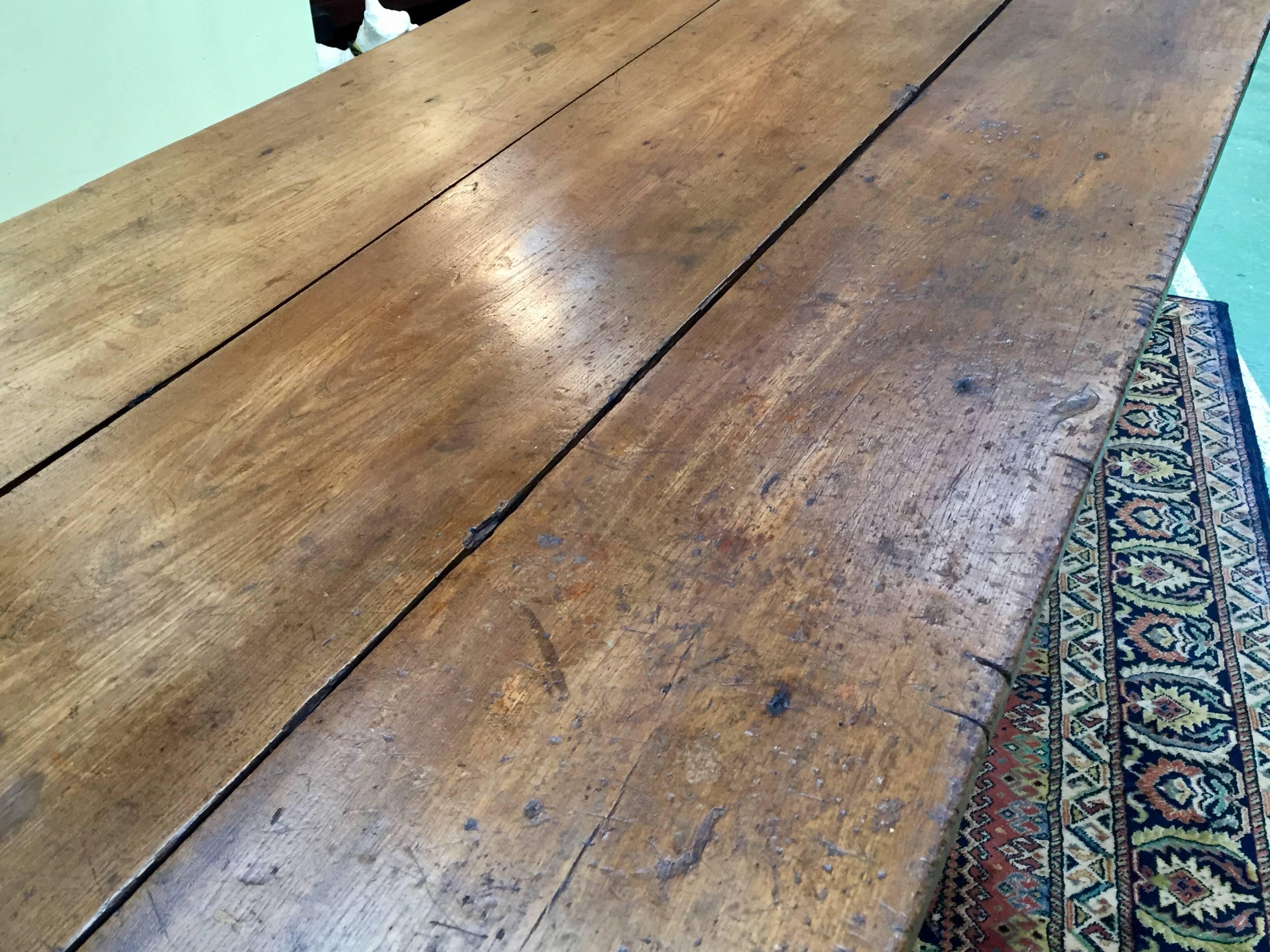19th Century Elm Farm Table with Bench 1