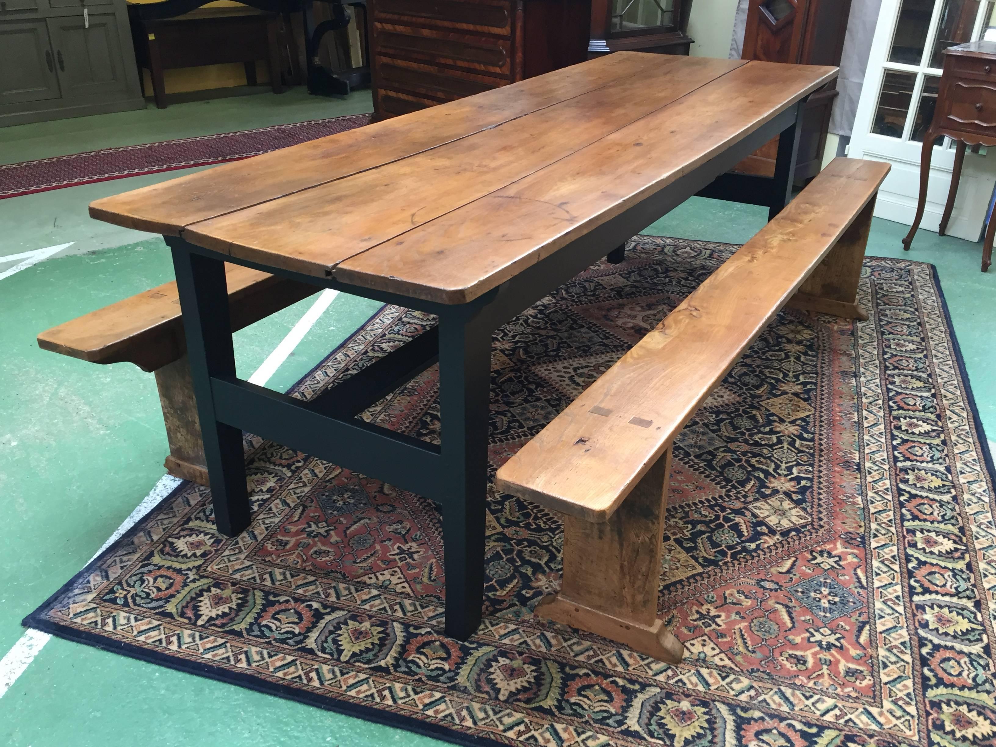 19th Century Elm Farm Table with Bench 4