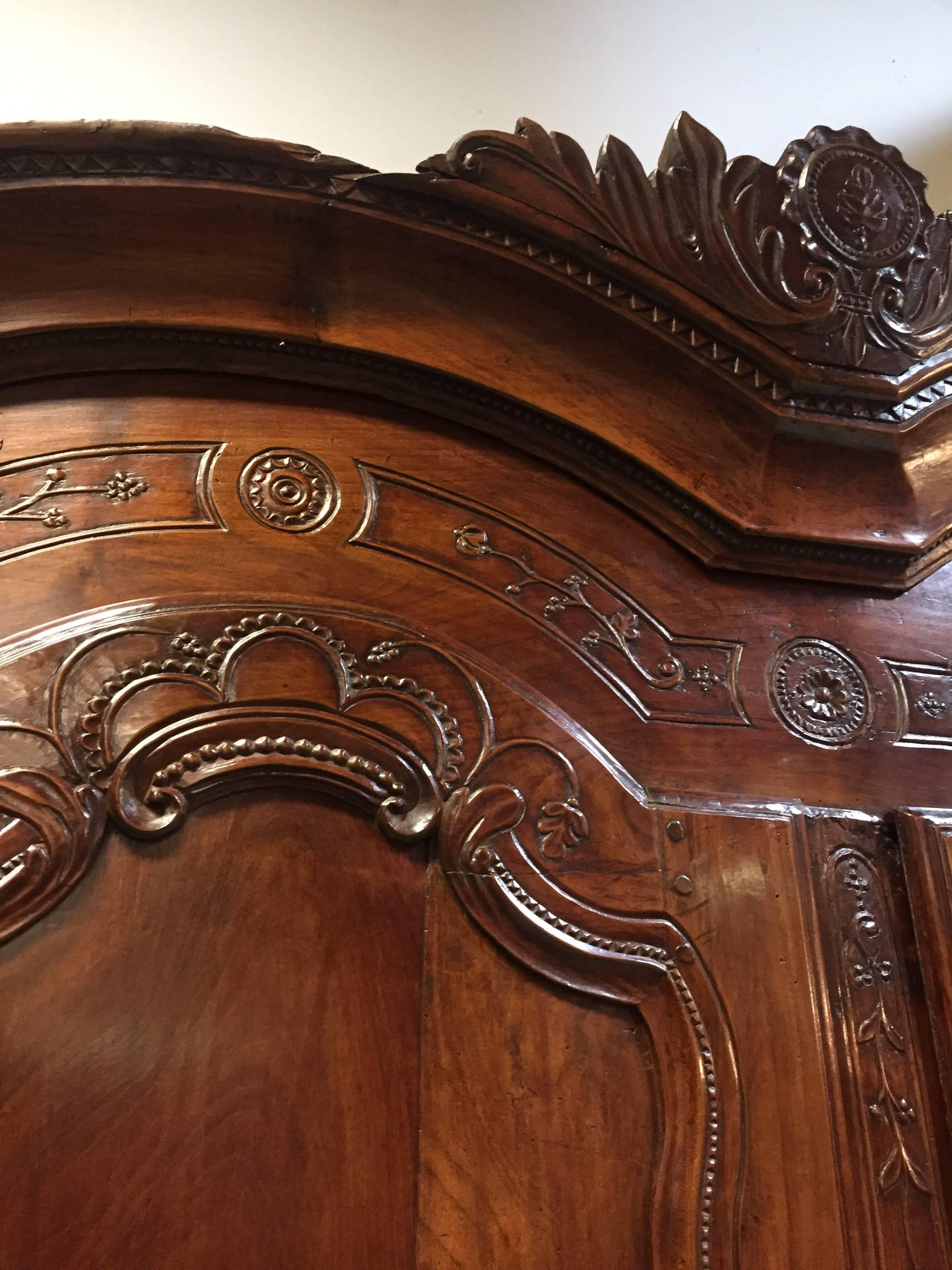 18th Century and Earlier 18th Century Louis XV Weeding Armoire from Brittany in Fruitwood