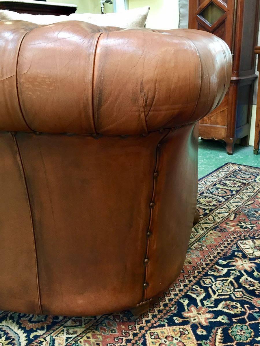 1960s Chesterfield Leather and Tissu Sofa/Canape 3