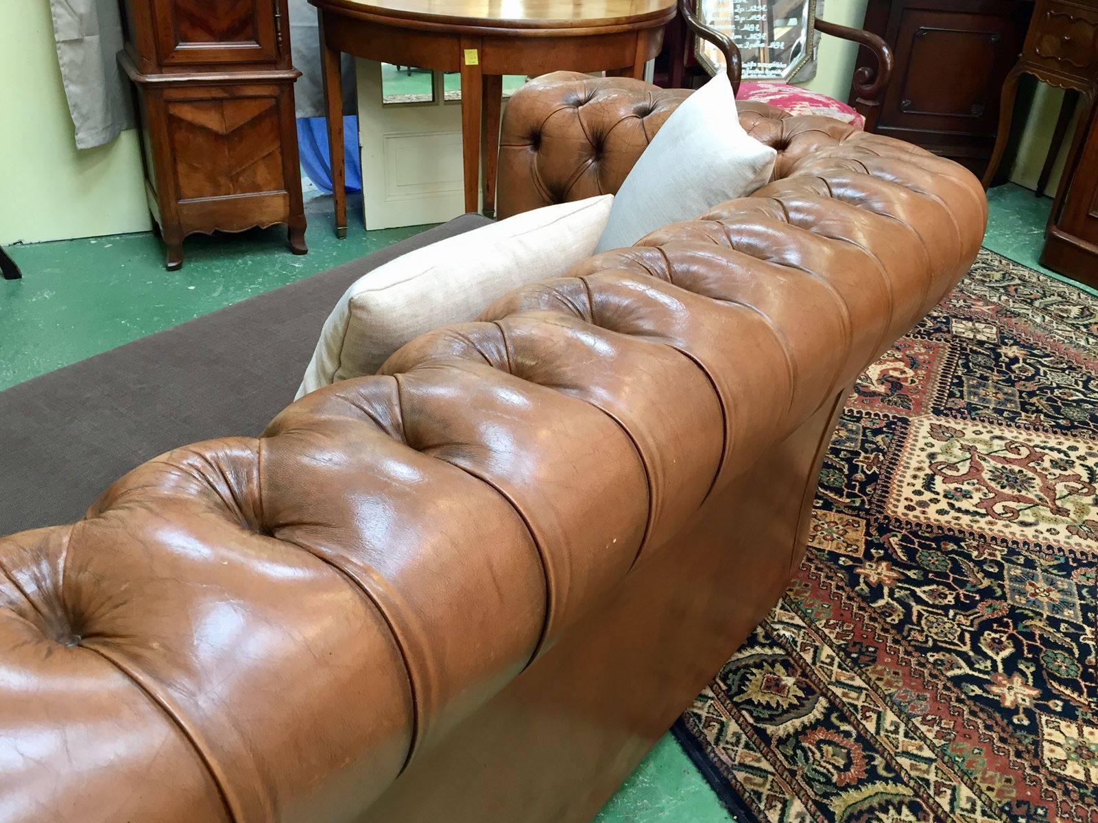 1960s Chesterfield Leather and Tissu Sofa/Canape 2
