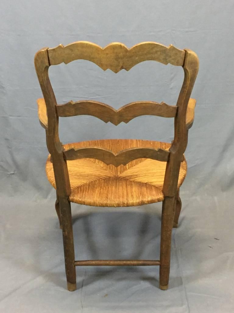 1930s Louis XV oak rustic armchair.
