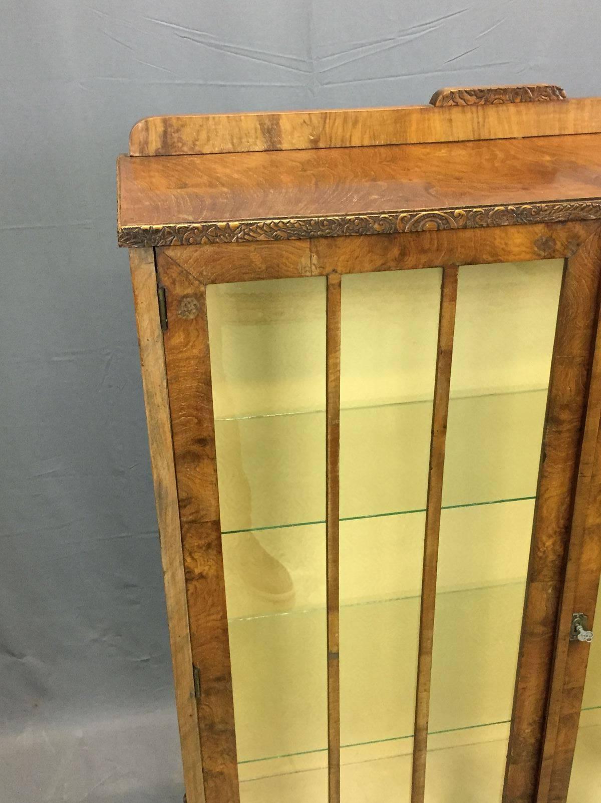 20th Century Art Deco English Walnut Cabinet For Sale 2