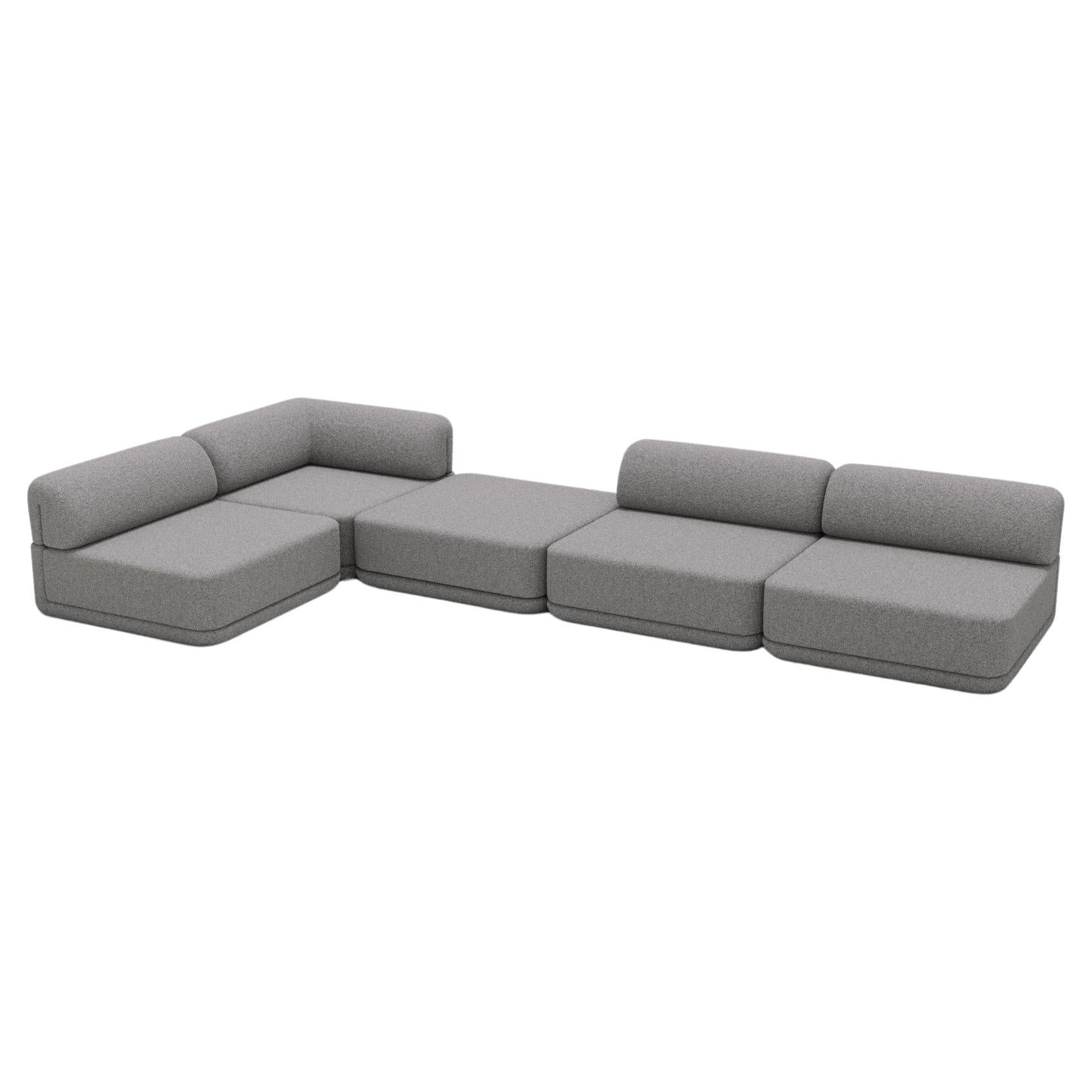 The Cube Sofa -- Corner Lounge Mix Sectional -- Grey Bouclé