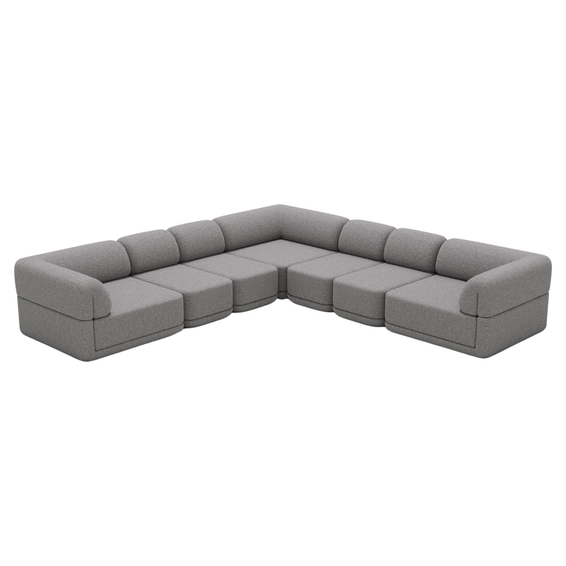The Cube Sofa -- Corner Slim Sectional -- Grey Bouclé For Sale