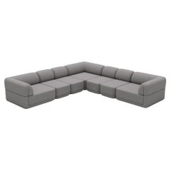 The Cube Sofa -- Corner Slim Sectional -- Grey Bouclé
