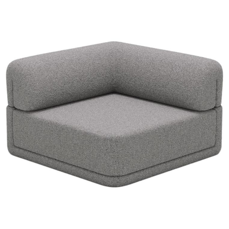 The Cube Sofa -- Cube Corner Seat -- Grey Bouclé For Sale