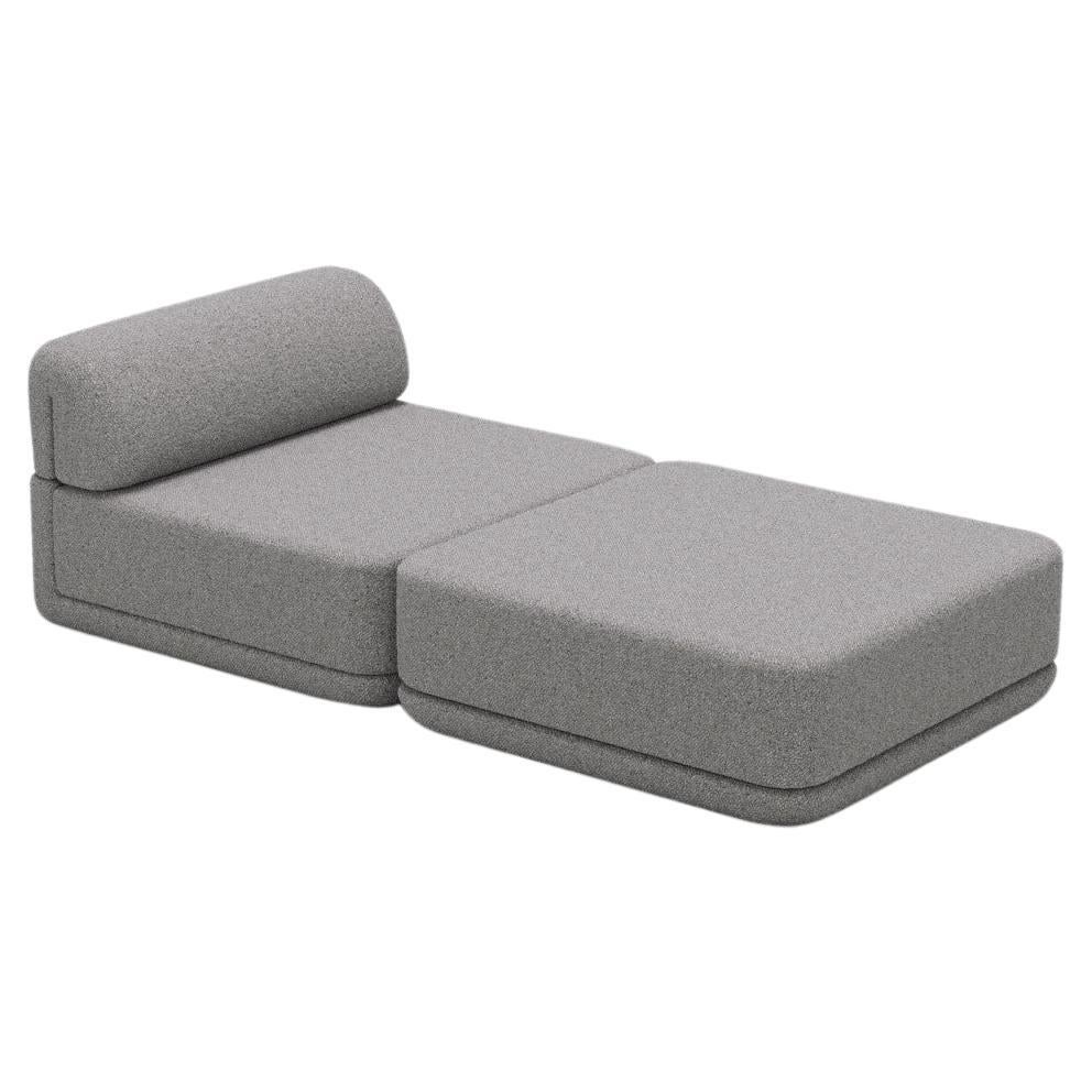 The Cube Sofa -- Lounge + Ottoman Set -- Grey Bouclé For Sale