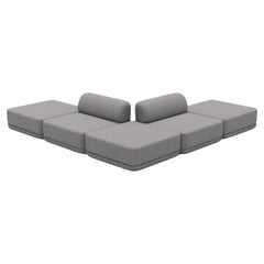 The Cube Sofa -- Ottoman Mix Sectional -- Grey Bouclé