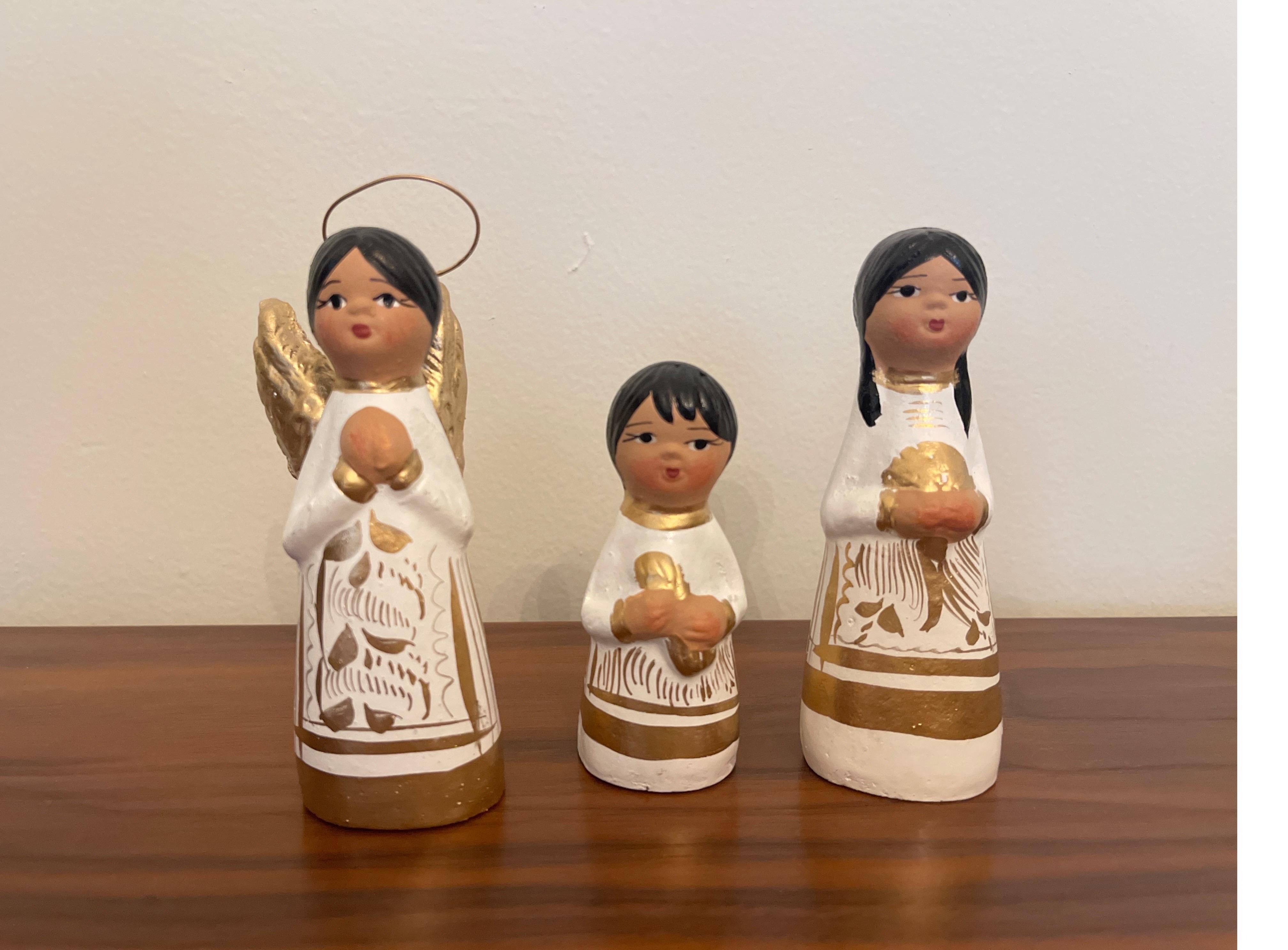 Fatto a mano Presepe messicano Set Folk Art Decorazione natalizia in ceramica Sculture in ceramica