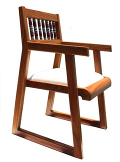 Sillón Contemporáneo Mexicano Hecho a Mano Conacaste Madera Maciza Textiles Indígenas