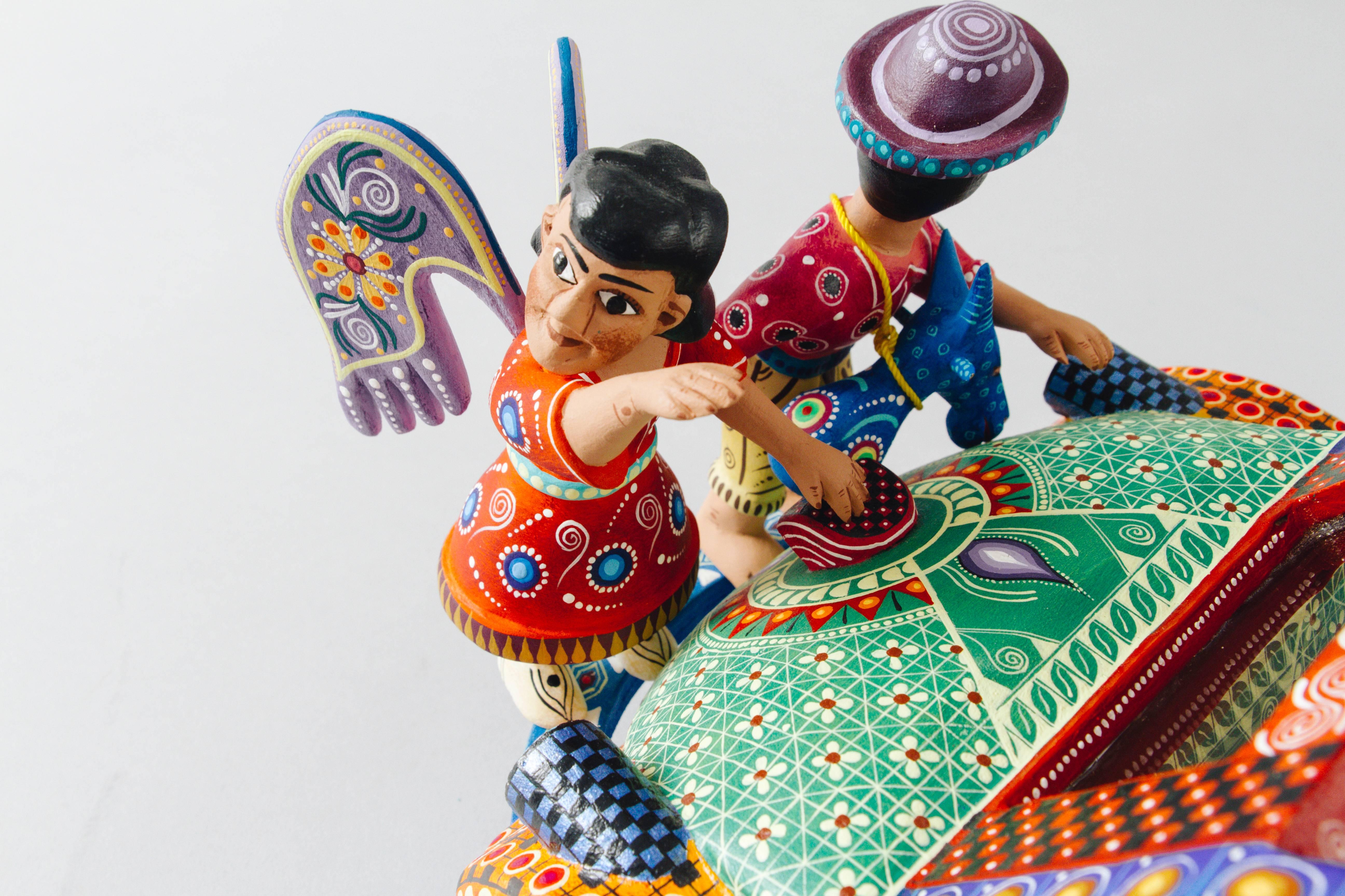 Mexican Folk Art Woodcarving Alebrije Nativity Set Beetle Traditional Art 2