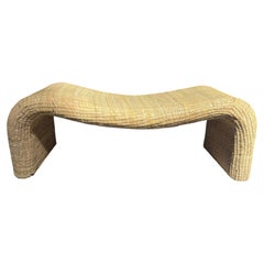 Handmade Mexican Contemporary Chuspata Natural Fiber Footboard Bed Bench Organic