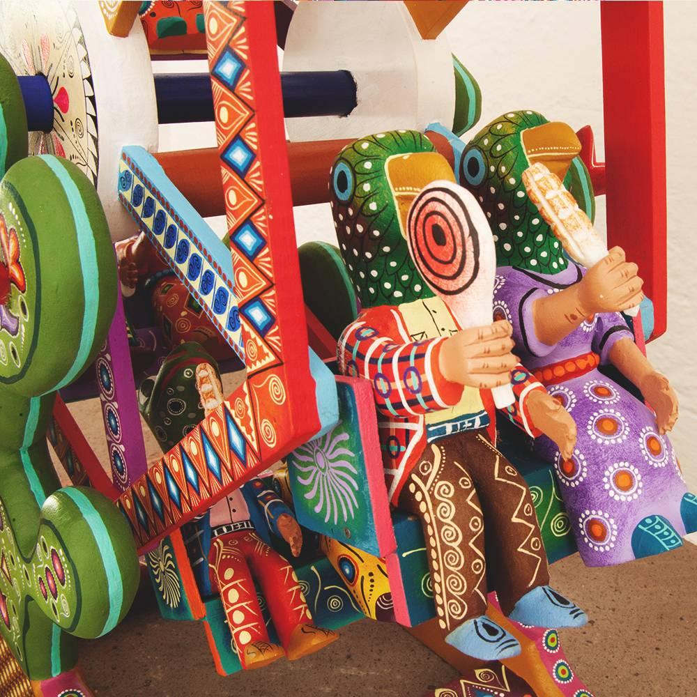 Mexican Folk Art Woodcarving Alebrijes Fortune Wheel Folkloric Art 2