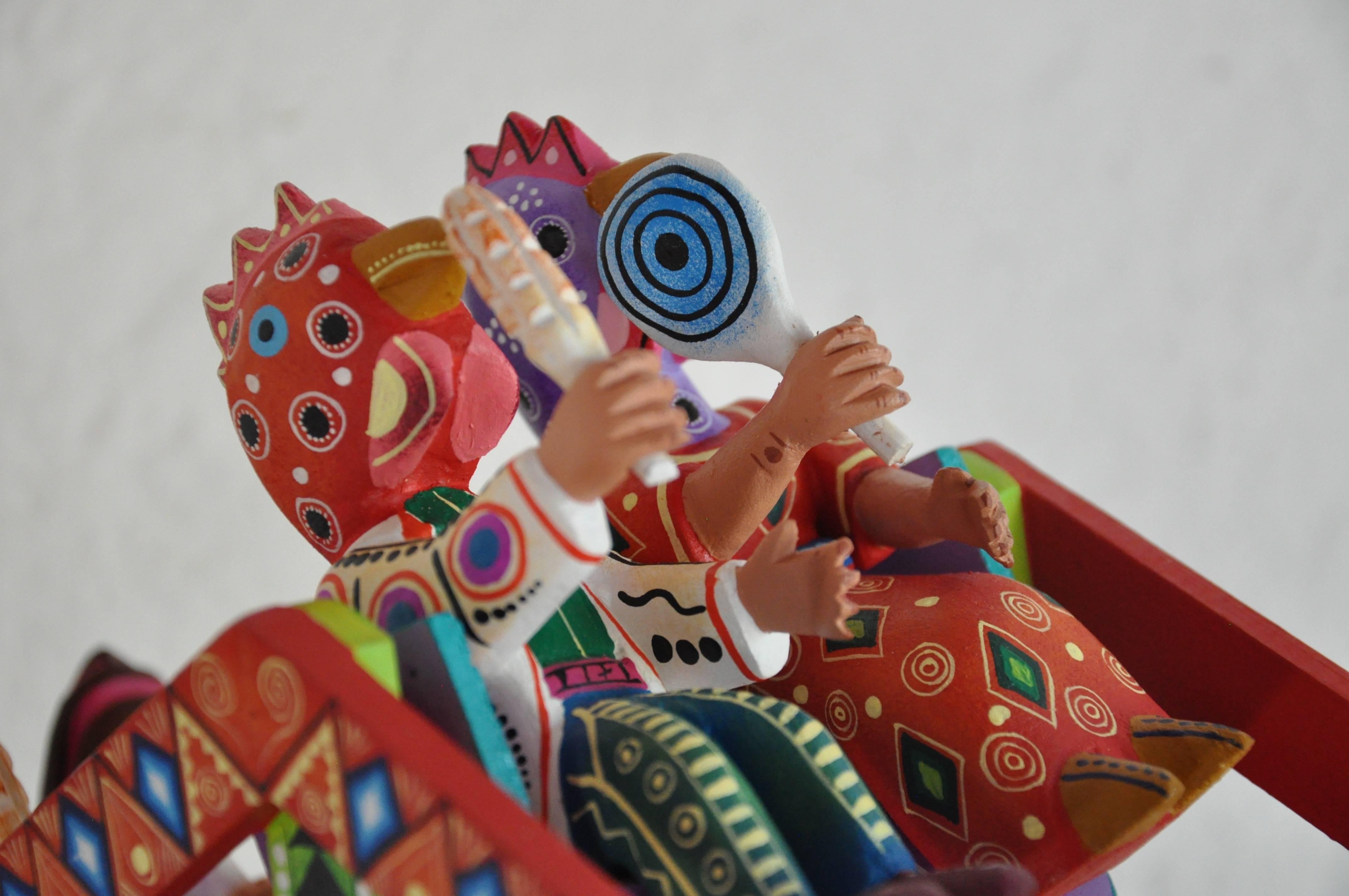 Mexican Folk Art Woodcarving Alebrijes Fortune Wheel Folkloric Art 3