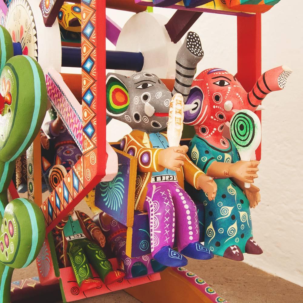 Mexican Folk Art Woodcarving Alebrijes Fortune Wheel Folkloric Art 4