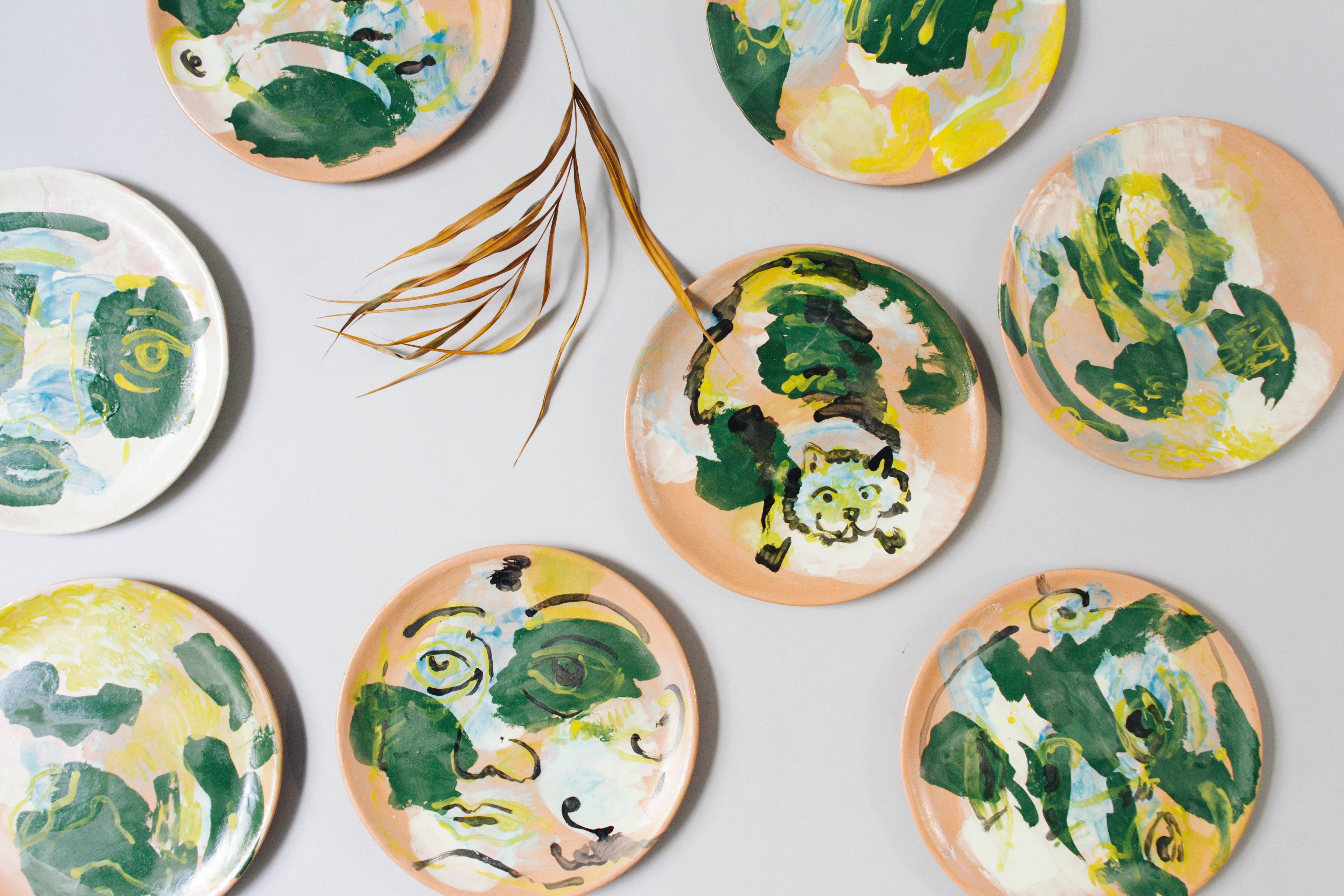 This majolica pottery plate collection was designed by Mexican sculptor, painter and ceramist Lorenzo Lorenzzo — made in his studio, in the colonial town of San Miguel de Allende, in the state of Guanajuato, Mexico. For this limited edition