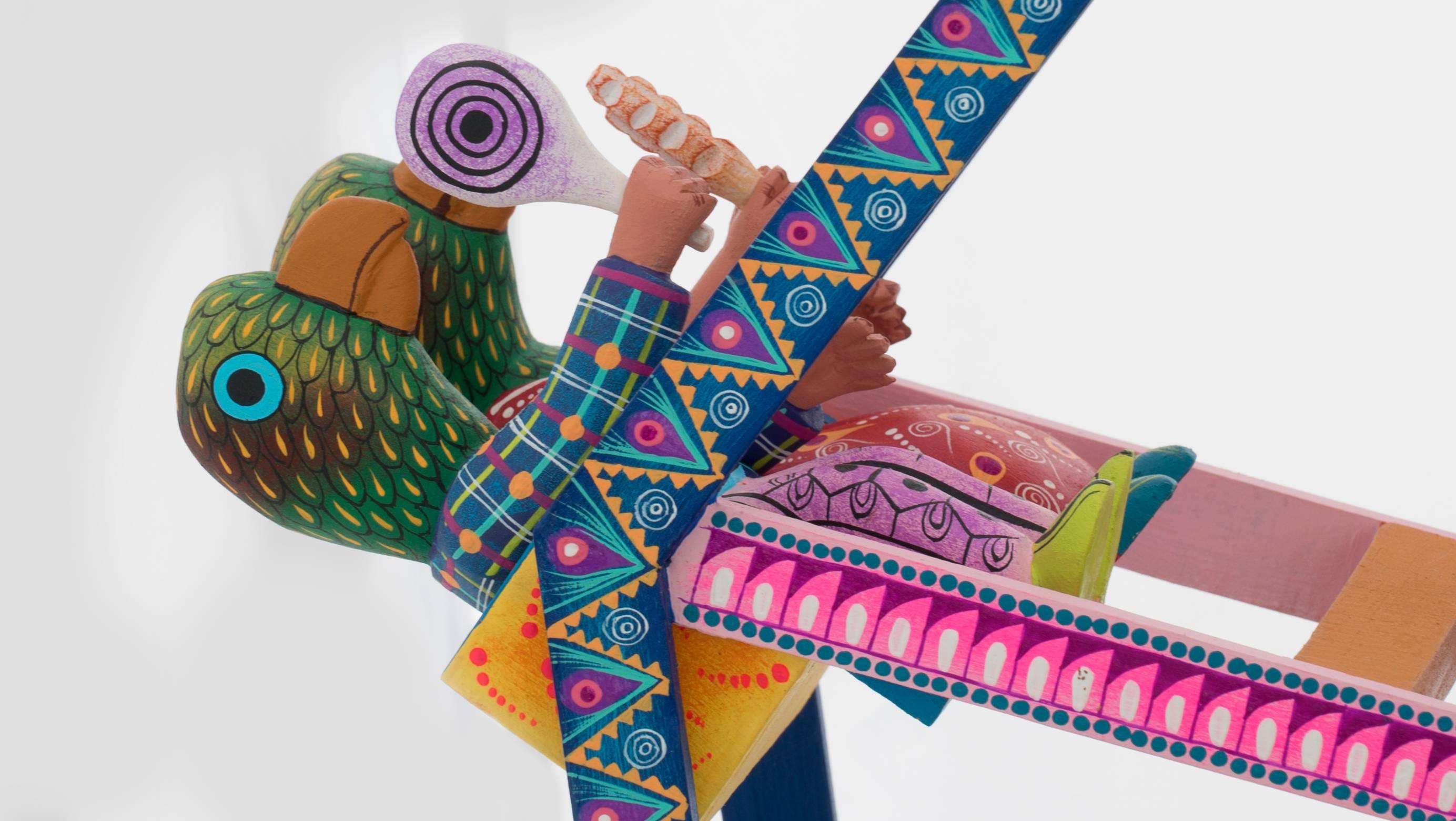 Hand-Carved Mexican Folk Art Woodcarving Alebrijes Fortune Wheel Folkloric Art