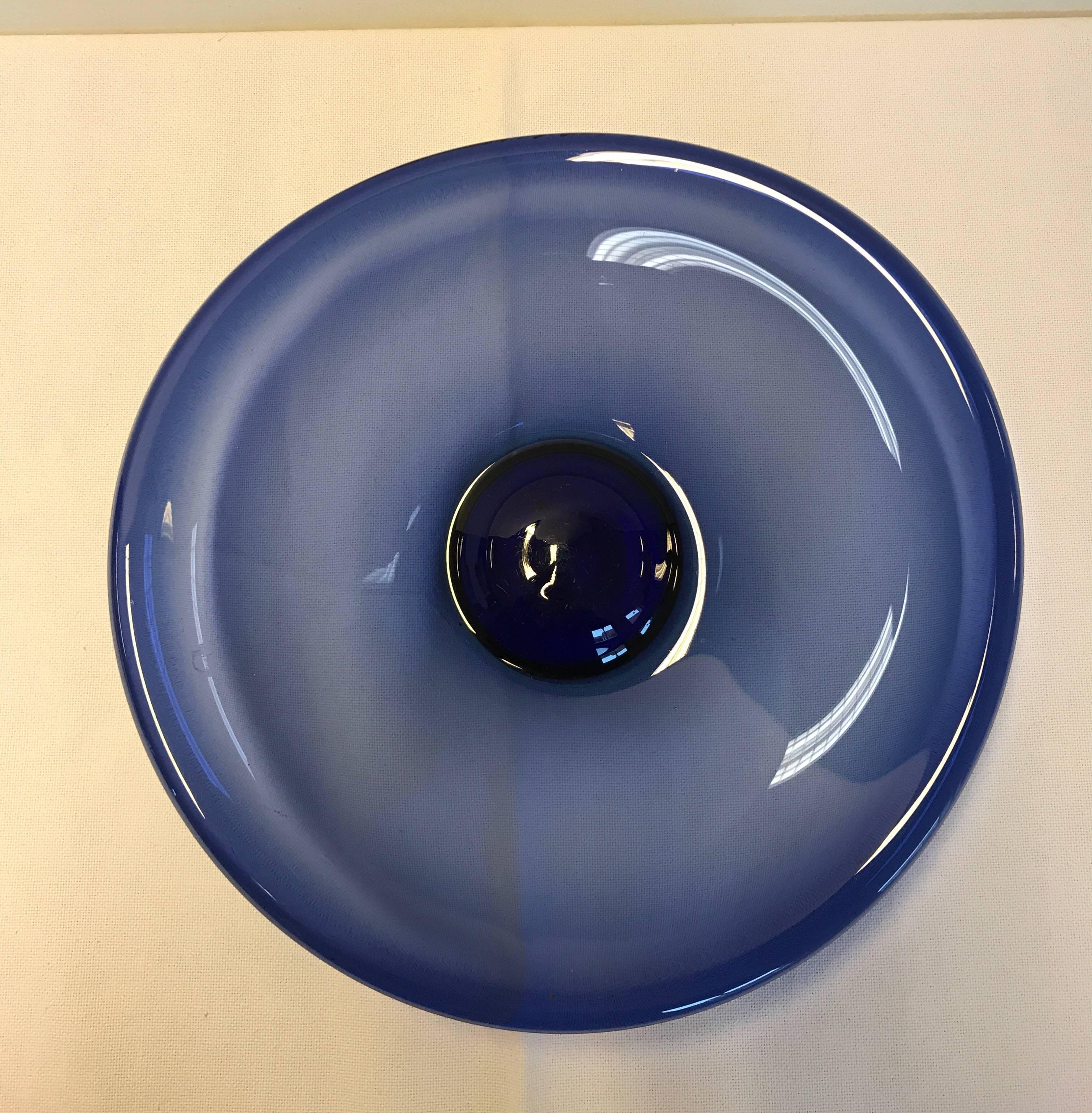 Danish Holmegaard Blue Glass Dish/Bowl by Per Lutken, 1950s, Denmark