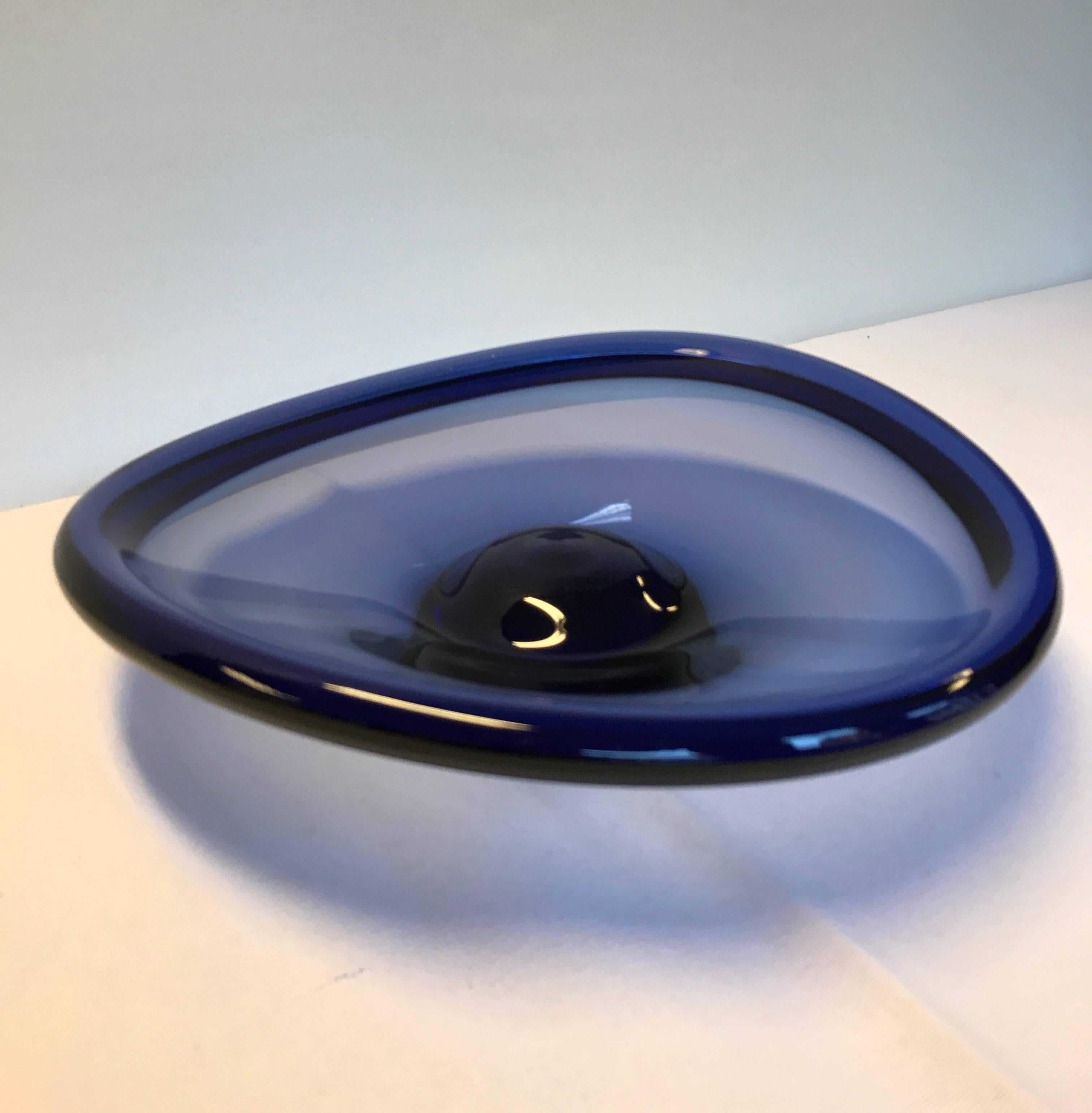 Mid-20th Century Holmegaard Blue Glass Dish/Bowl by Per Lutken, 1950s, Denmark