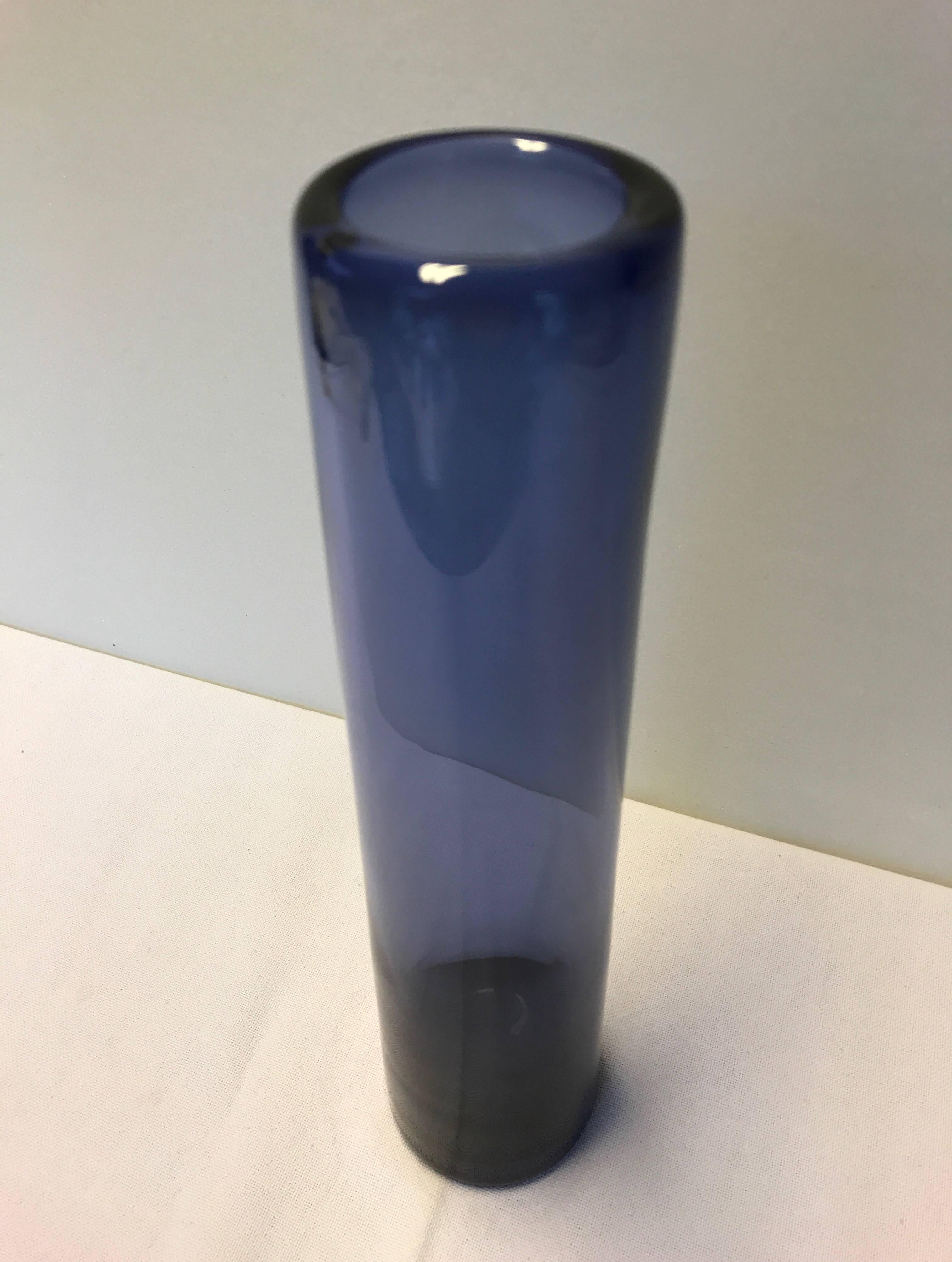 Holmegaard Blue Art Glass Vase, Designed by Per Lutken, 1960s, Denmark In Good Condition In Copenhagen, DK