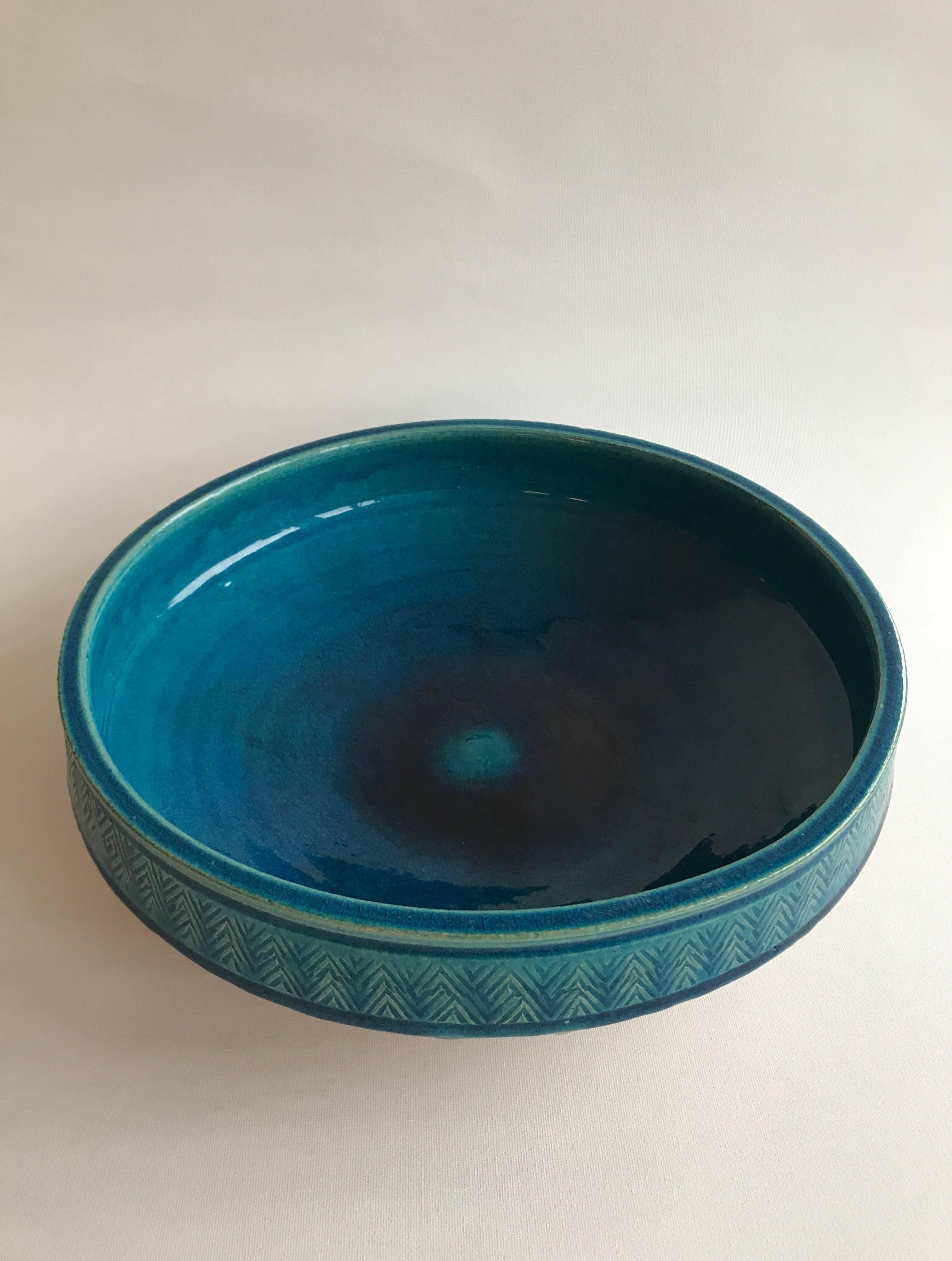 Danish Kähler by Nils Kähler, Stoneware Bowl in Blue Glaze, 1960s, Denmark