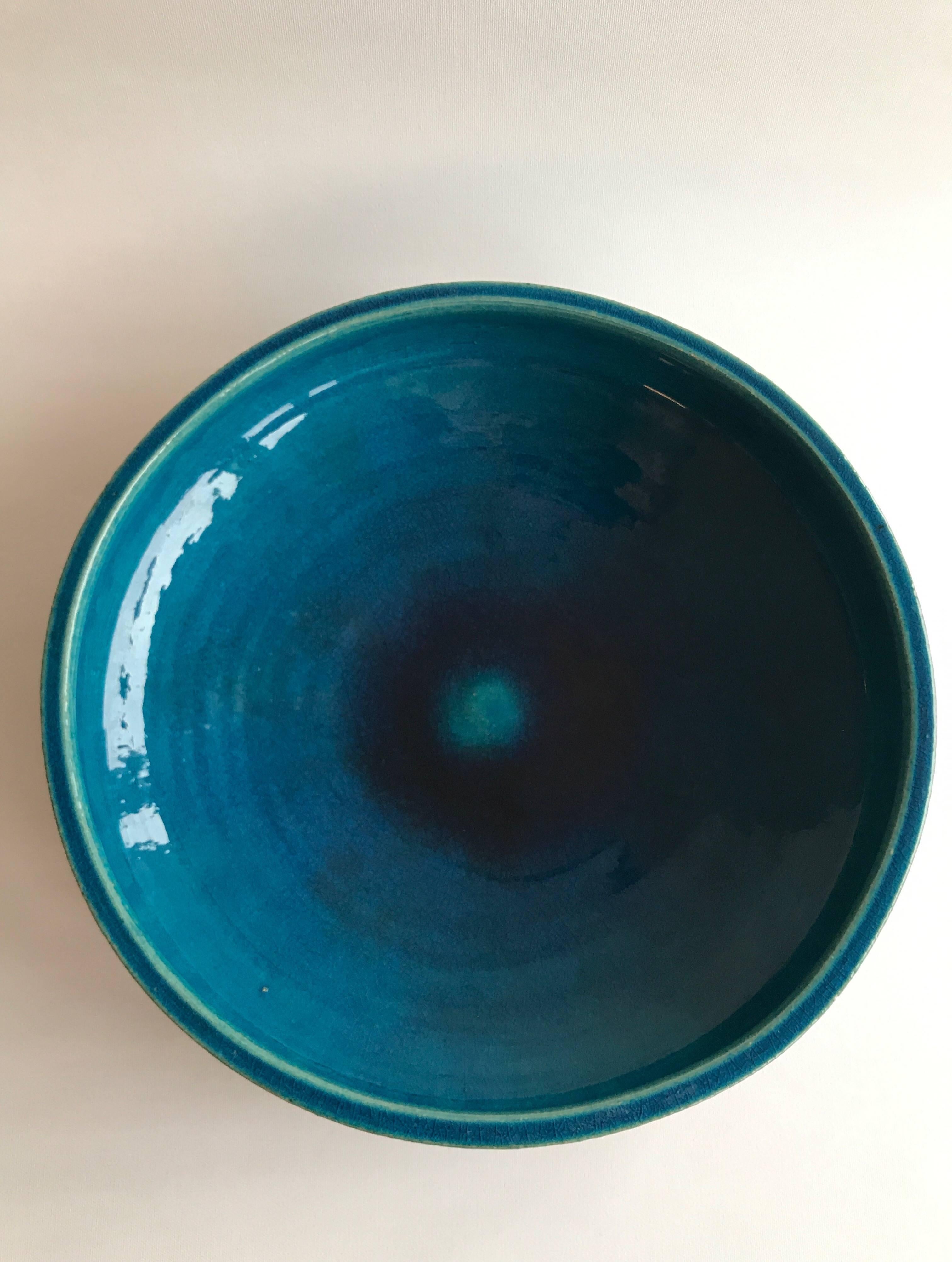 Kähler by Nils Kähler, Stoneware Bowl in Blue Glaze, 1960s, Denmark In Good Condition In Copenhagen, DK