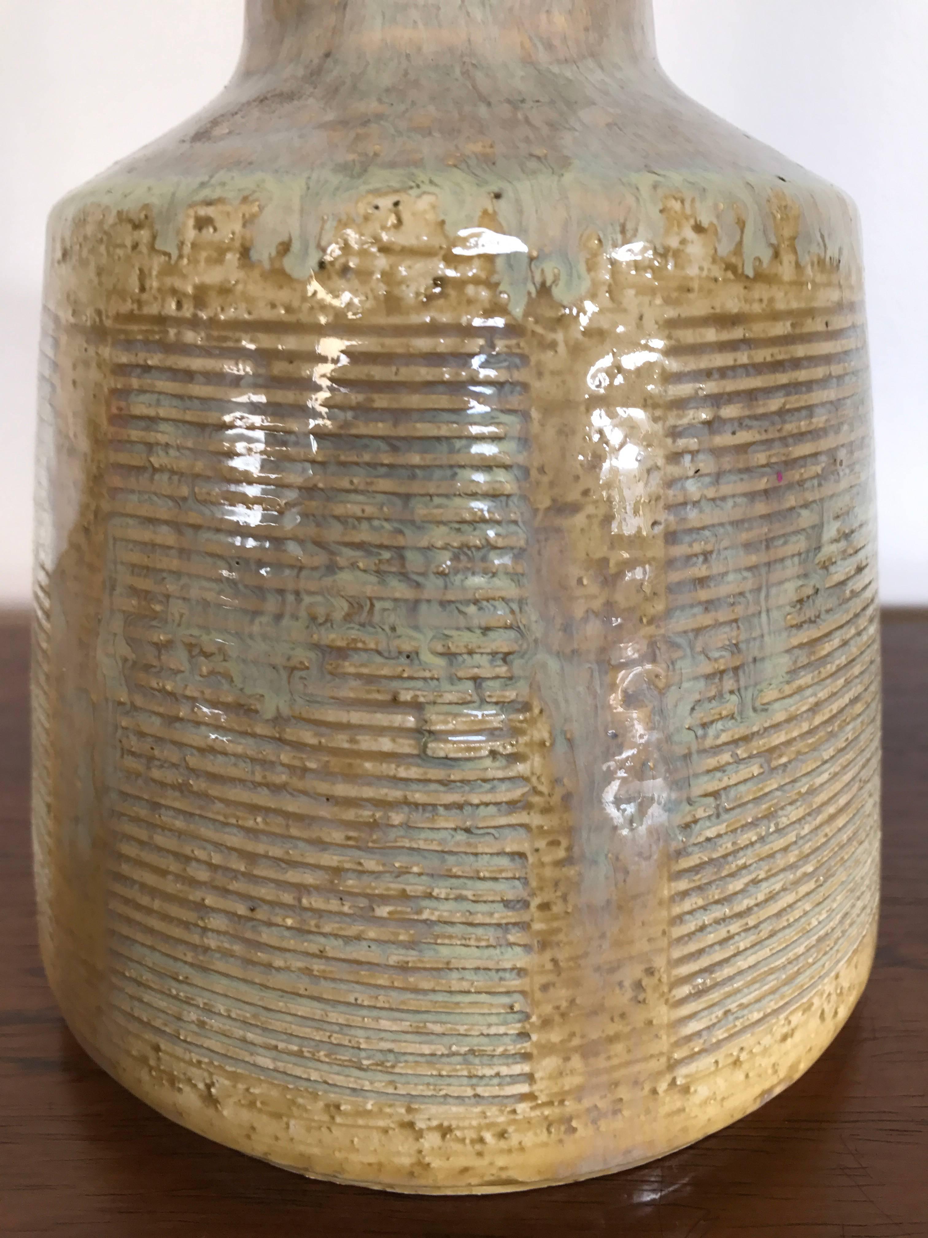 Mid-Century Modern Danish Midcentury Palshus Stoneware Lamp Designed by Le Klint, Grey and Yellow