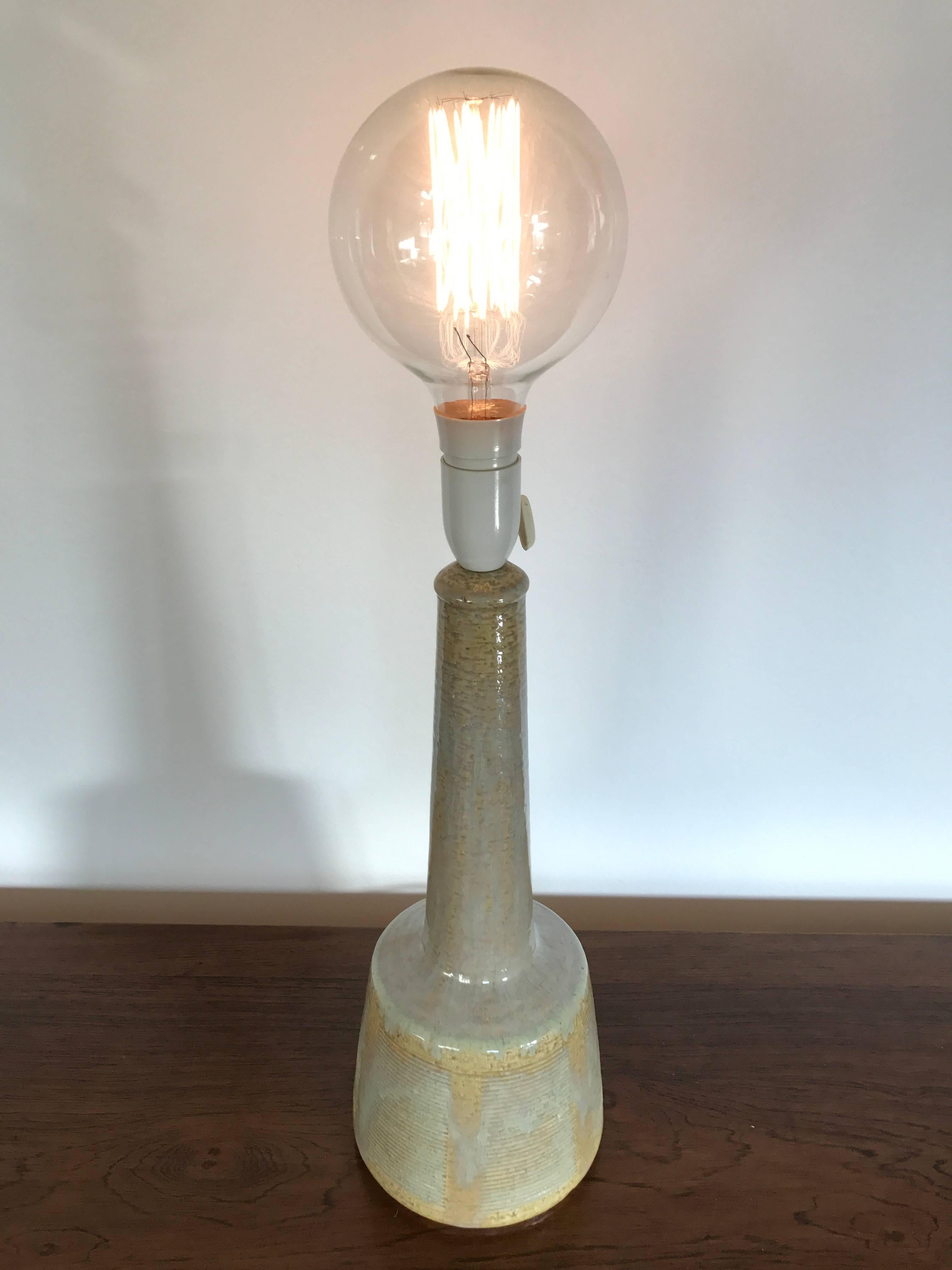 Danish Midcentury Palshus Stoneware Lamp Designed by Le Klint, Grey and Yellow 1