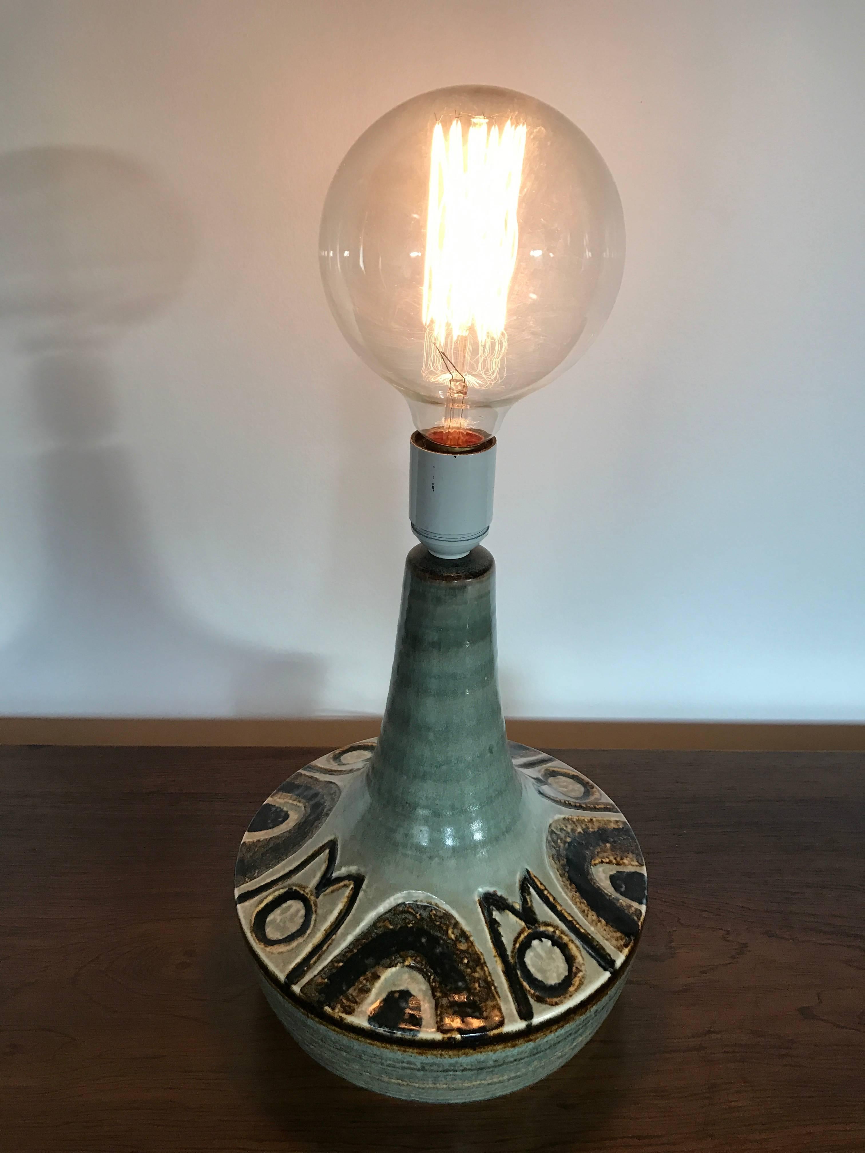 Glazed Stoneware Lamp from Søholm, 1960s Denmark, Scandinavian Modern 2