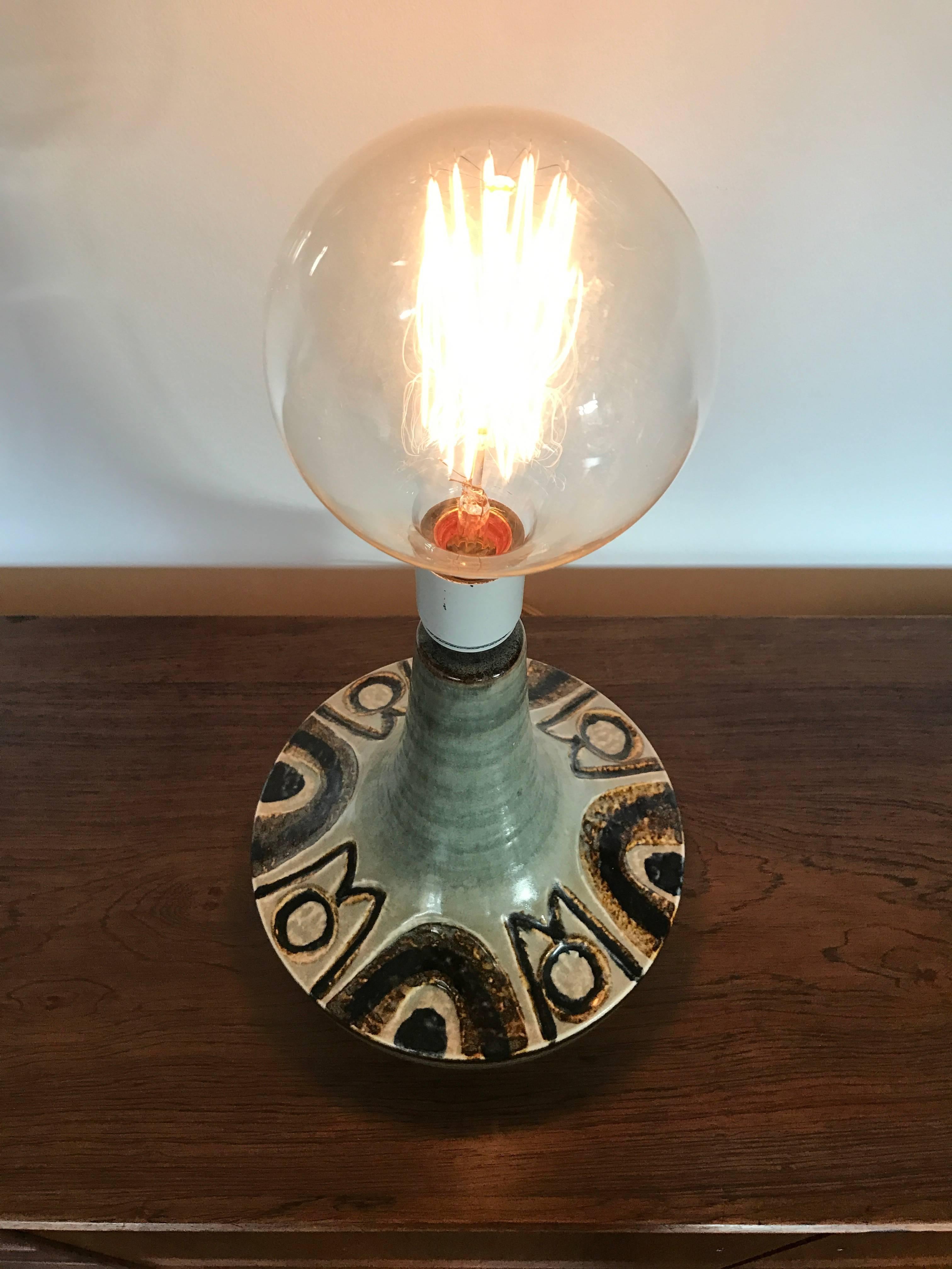 Glazed Stoneware Lamp from Søholm, 1960s Denmark, Scandinavian Modern 3
