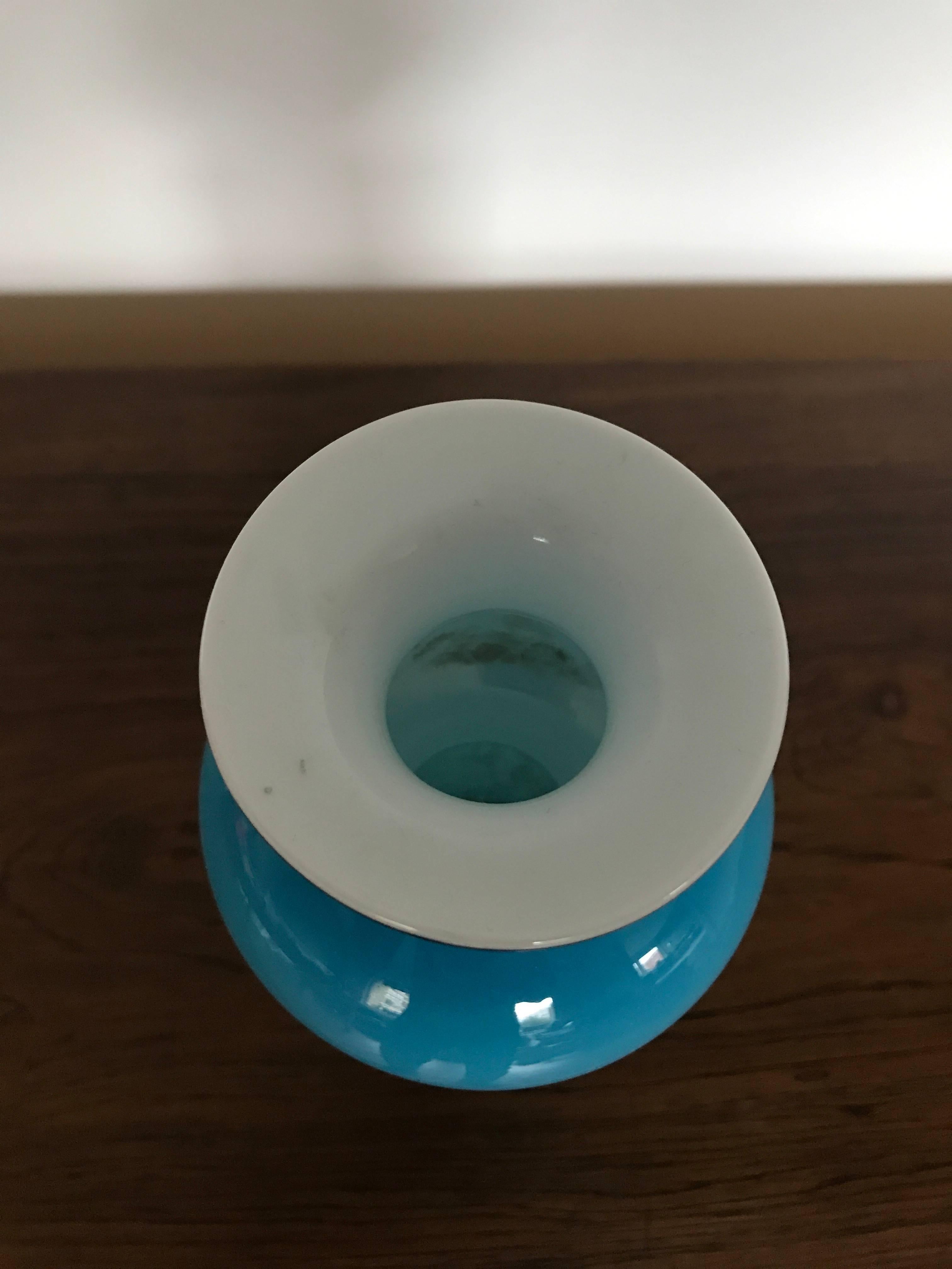 Danish Blue Glass Vase from Holmegaard Denmark Designed by Michael Bang, 1960s