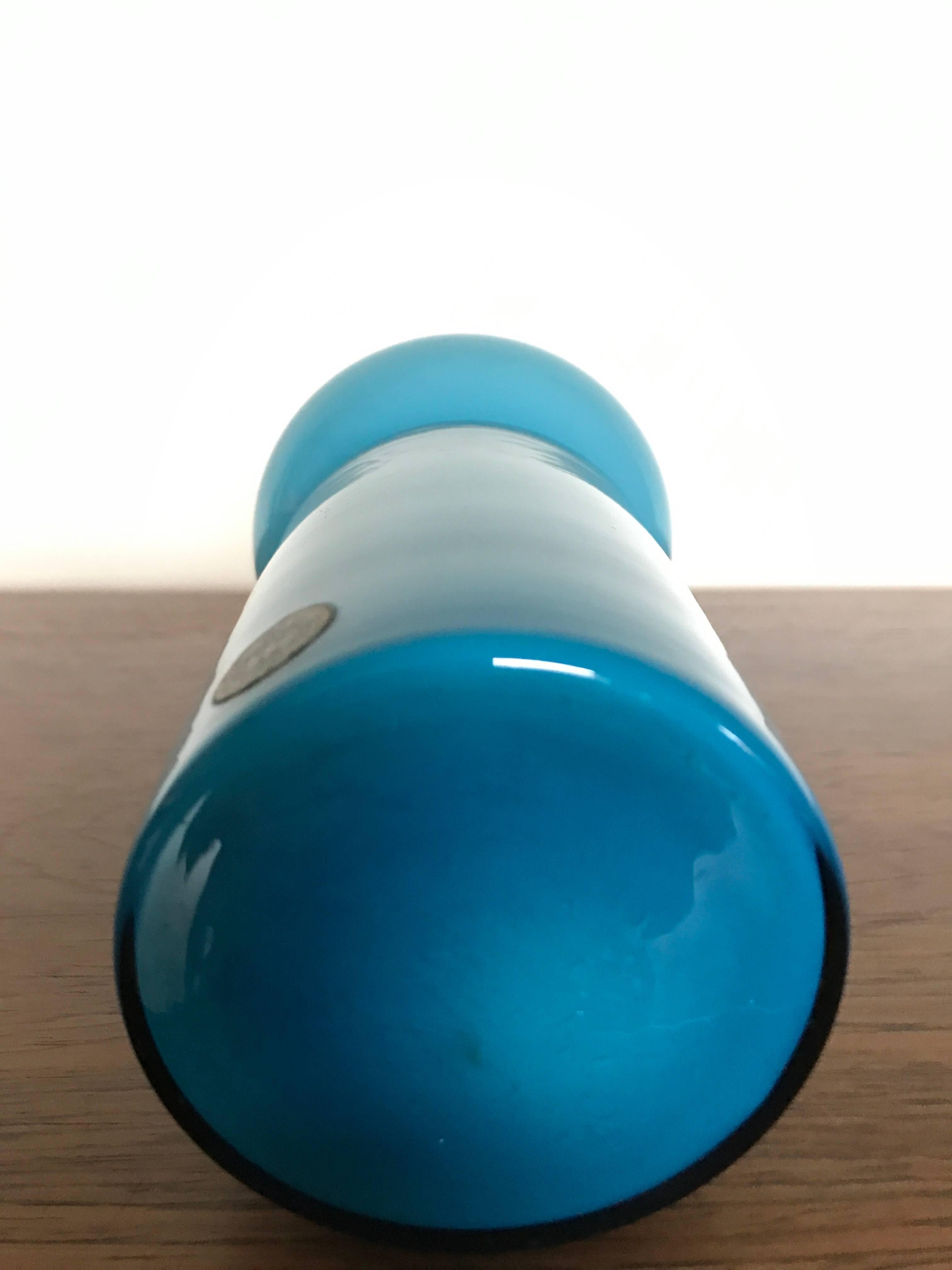 Blue Glass Vase from Holmegaard Denmark Designed by Michael Bang, 1960s In Excellent Condition In Copenhagen, DK