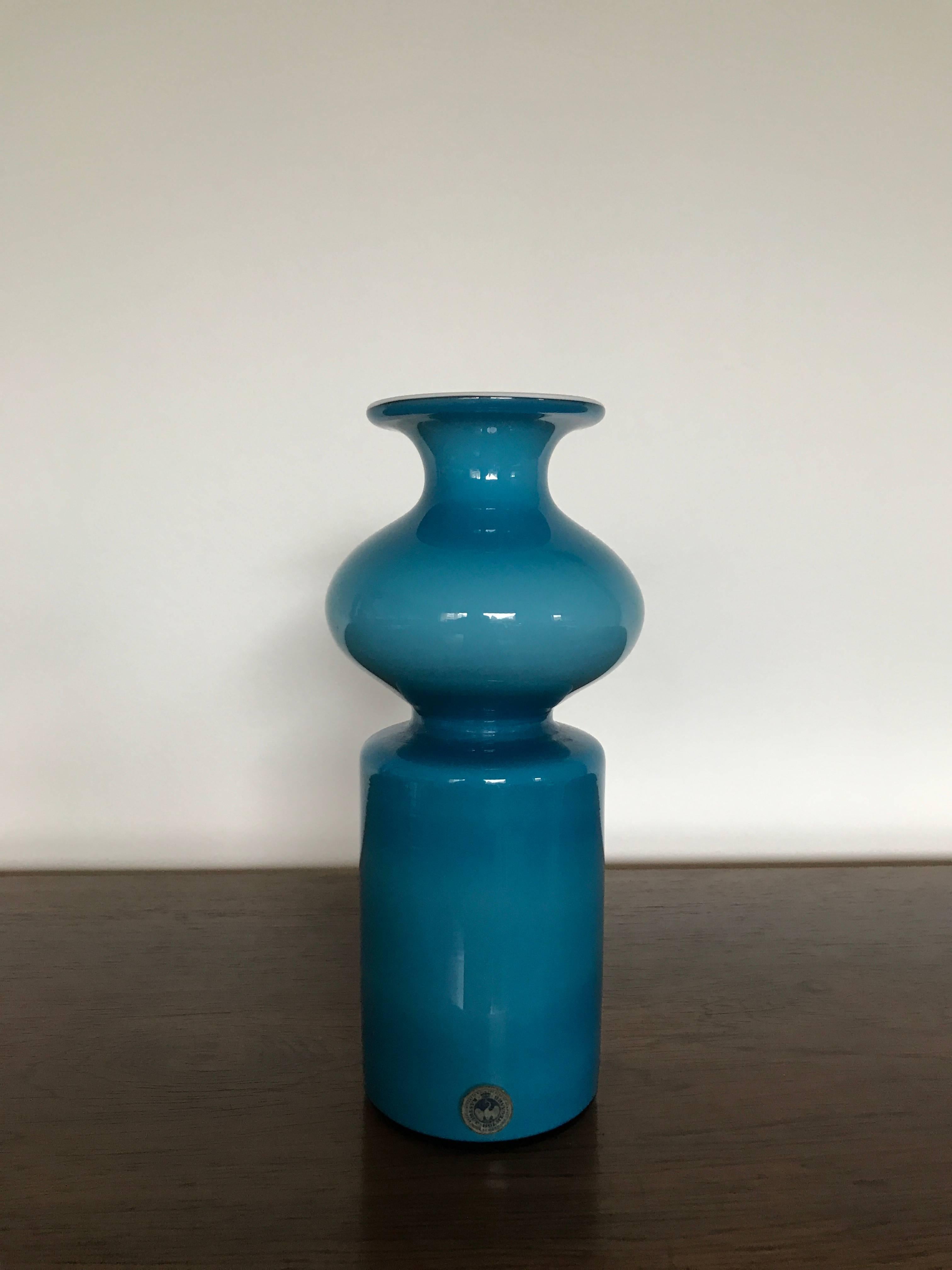 Blue Glass Vase from Holmegaard Denmark Designed by Michael Bang, 1960s 1